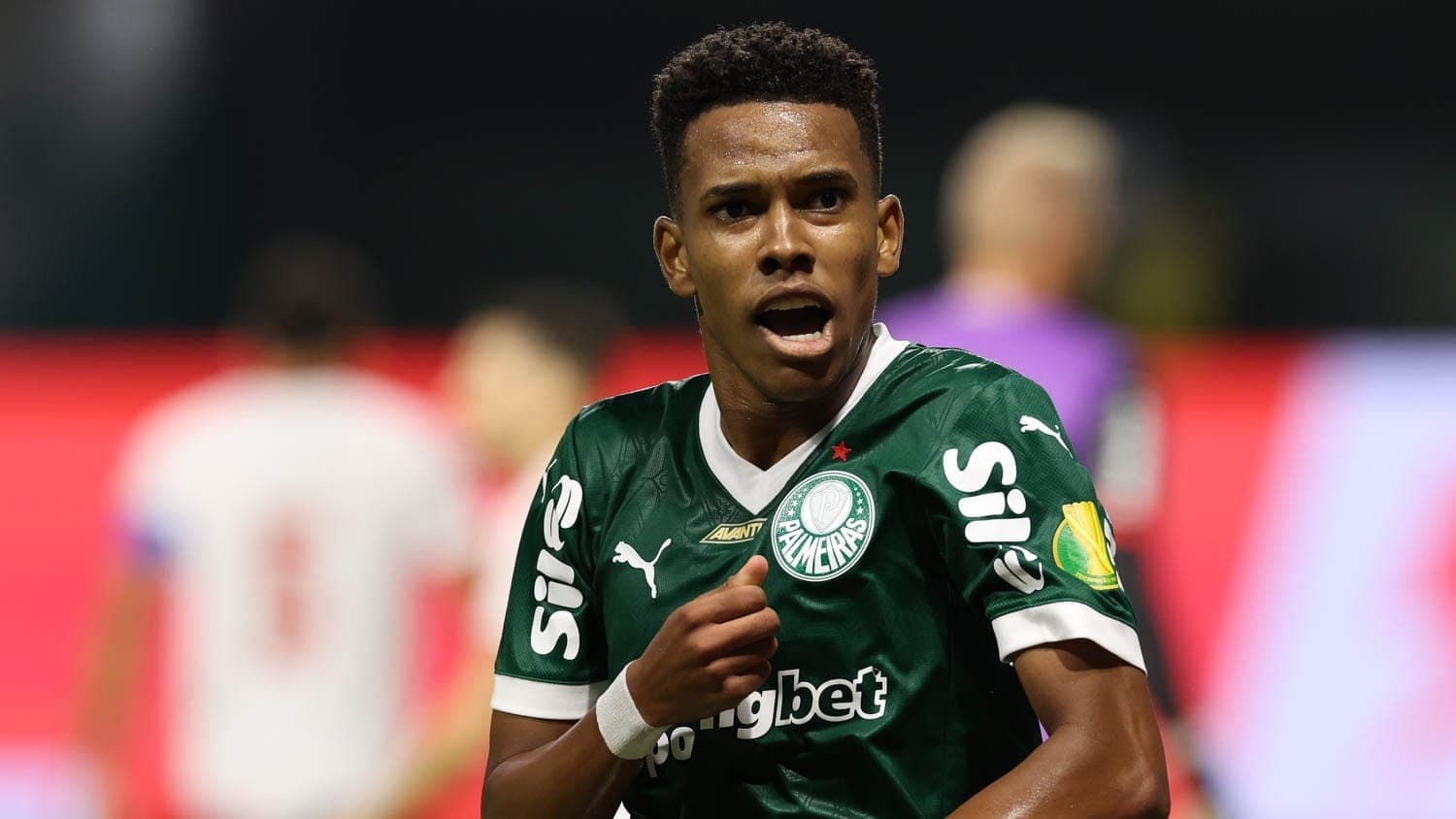 Estêvão comemora gol em Palmeiras x Botafogo-SP