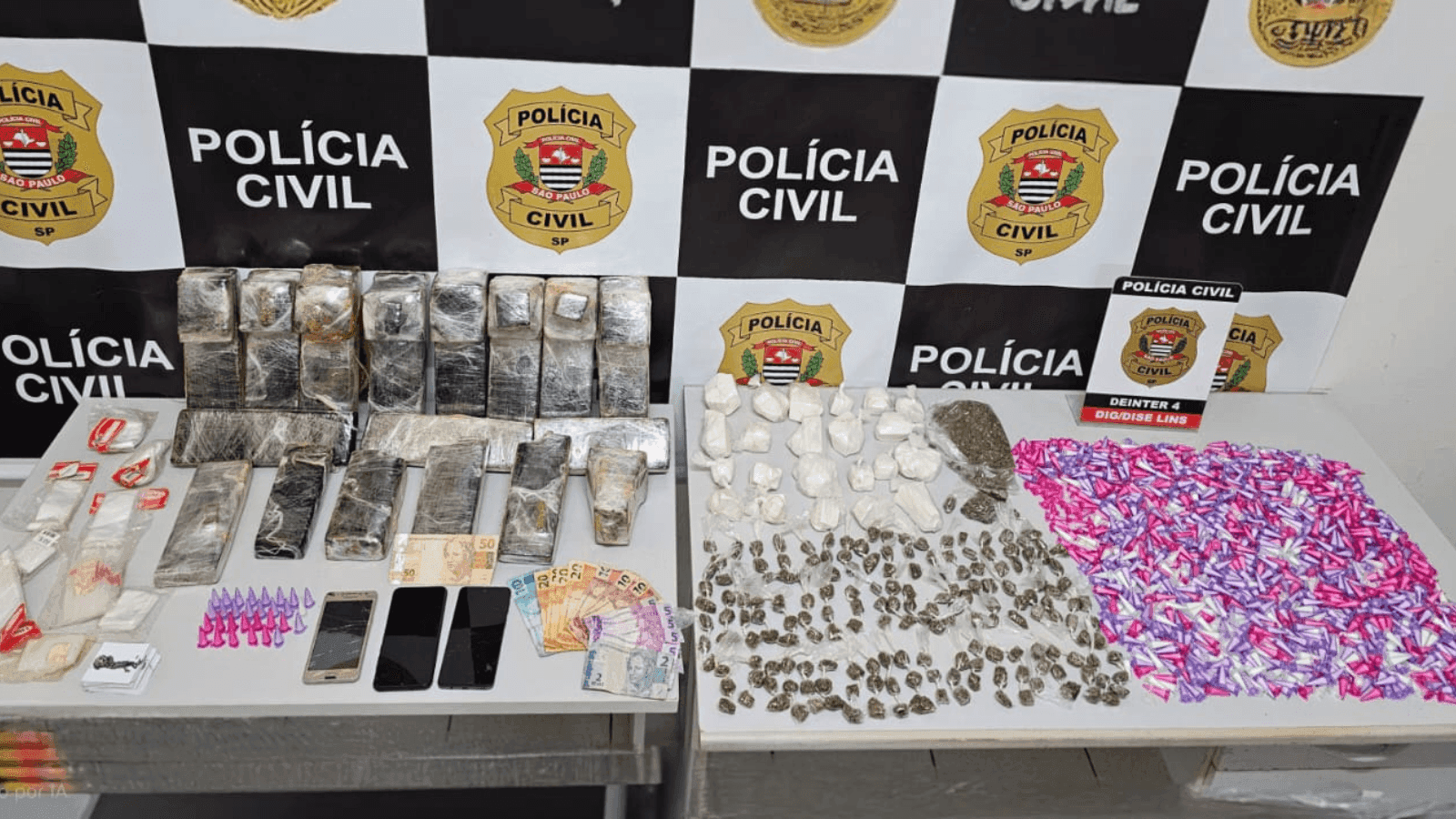 As drogas estavam em uma casa na cidade de Lins