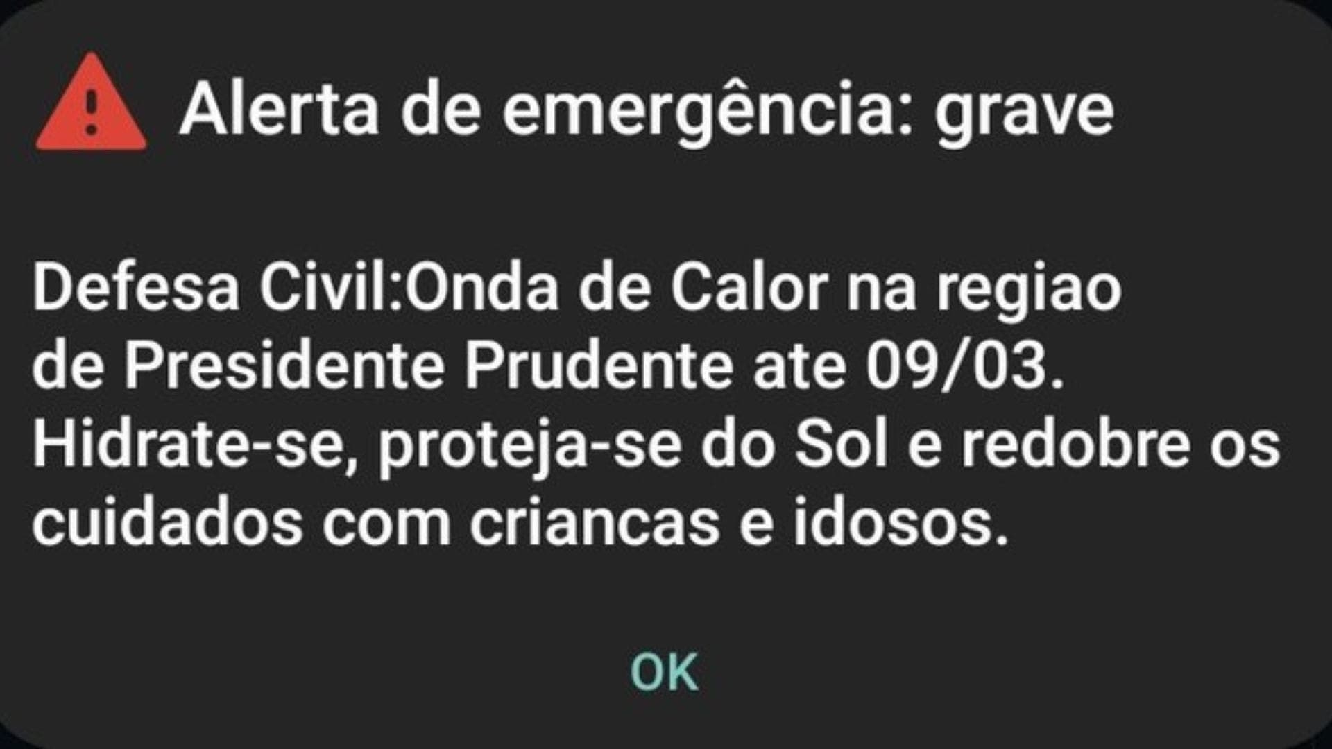 Defesa Civil emite alerta de onda de calor