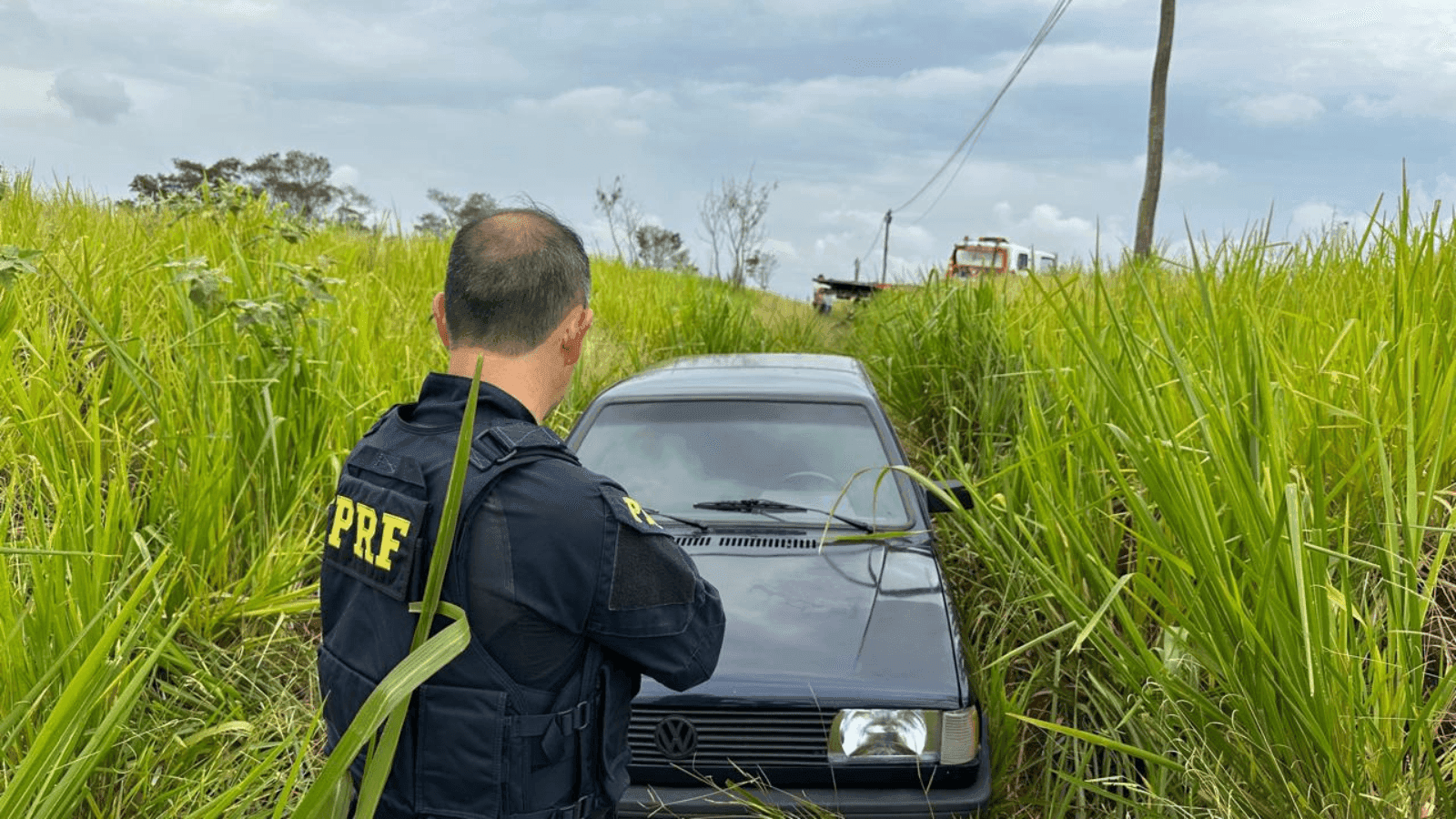 Carro estava escondido em matagal