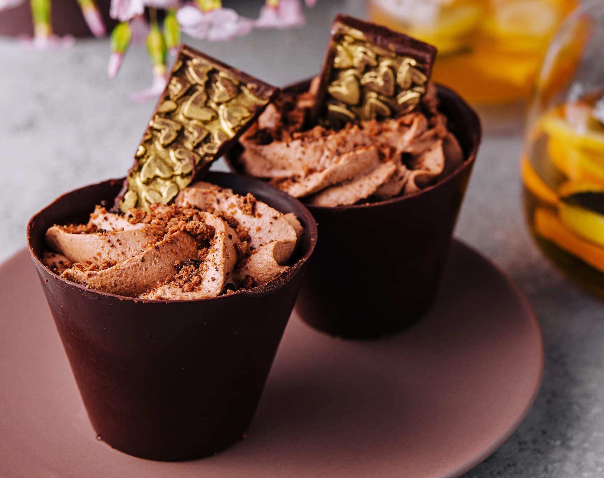 Mousse de chocolate saboroso