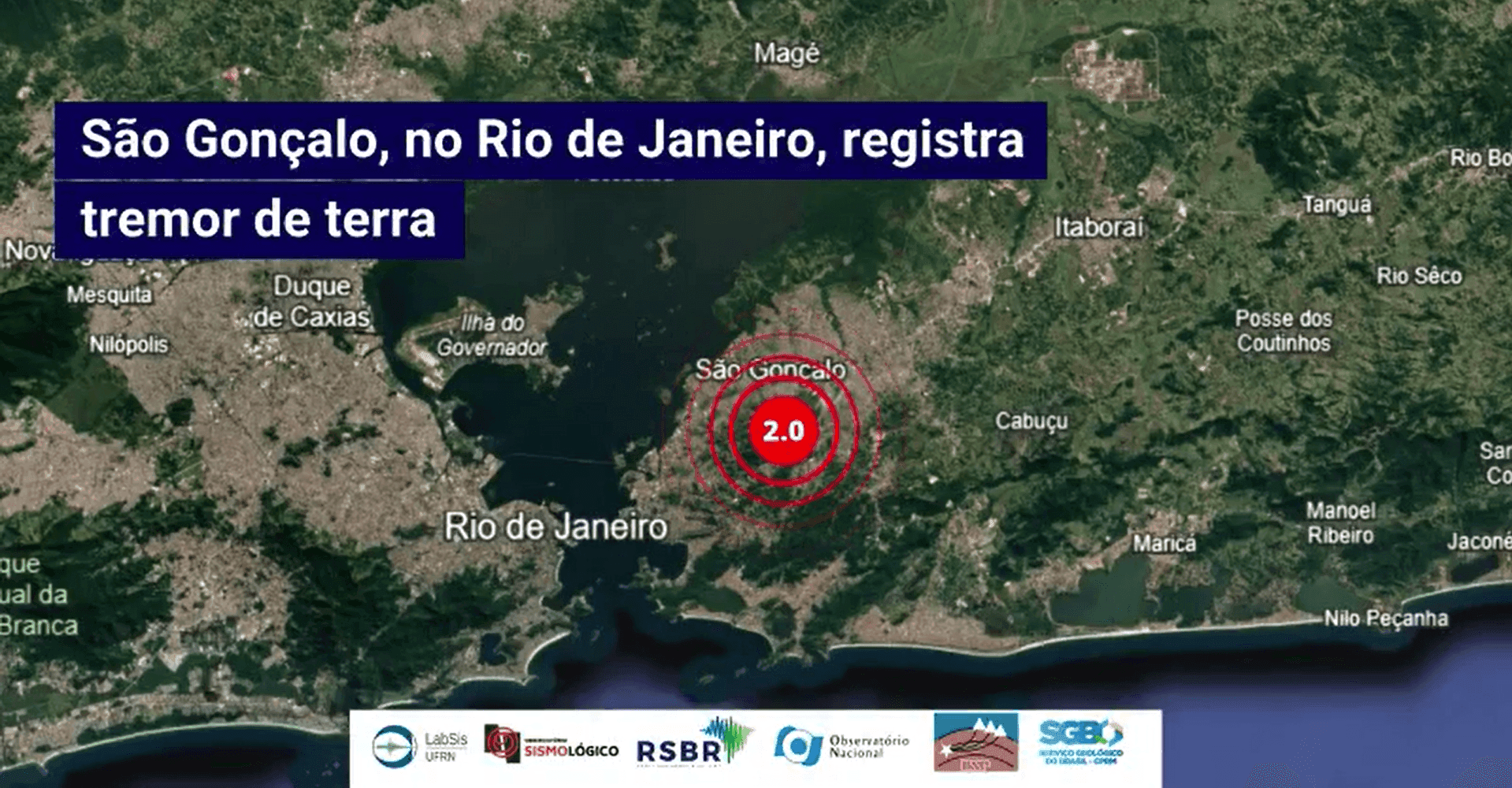 São Gonçalo registra tremor de 2.0 de magnitude