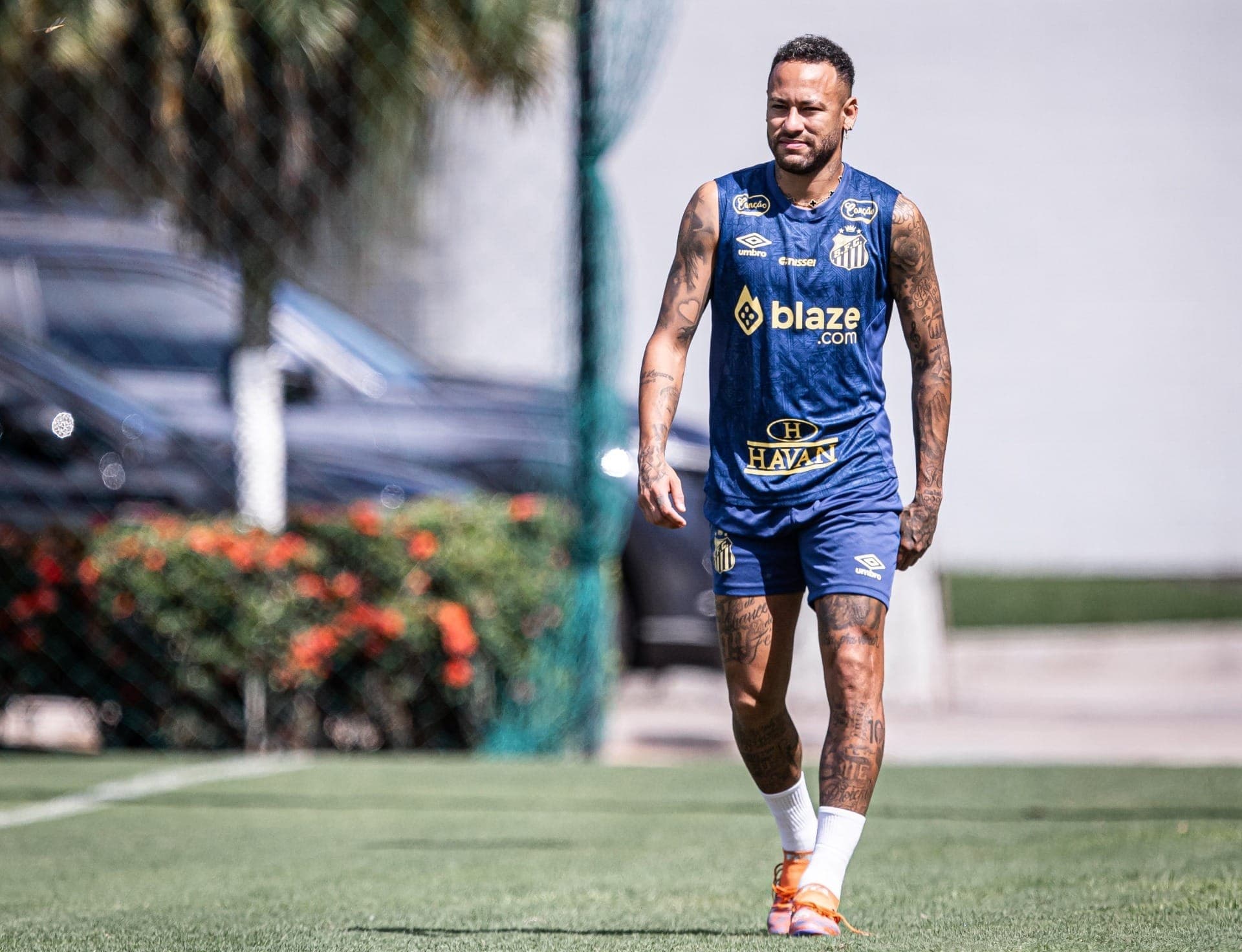 Neymar treinando pelo Santos