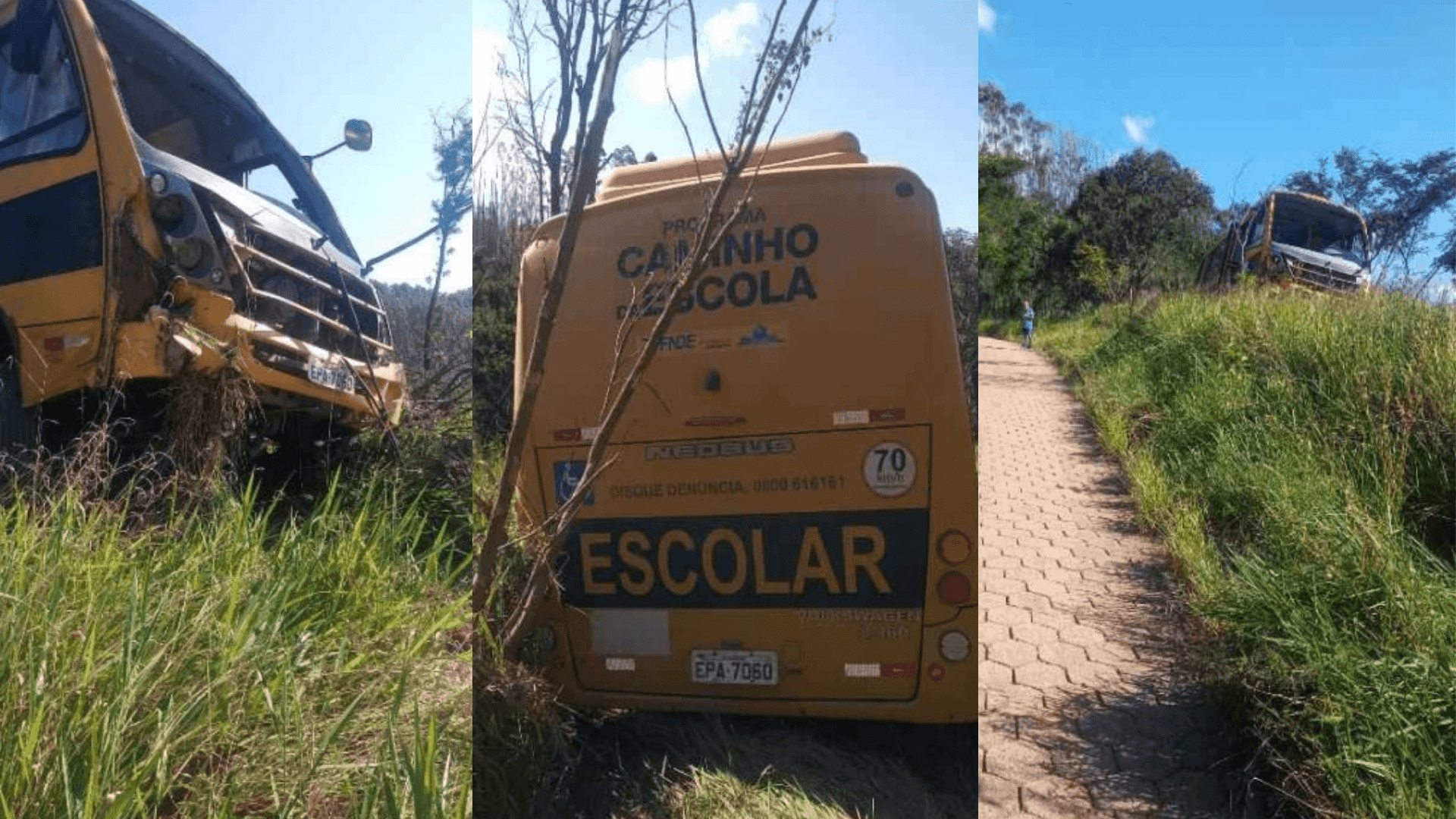 Ônibus escolar perde freios, bate em barranco e deixa 12 feridos em Lorena