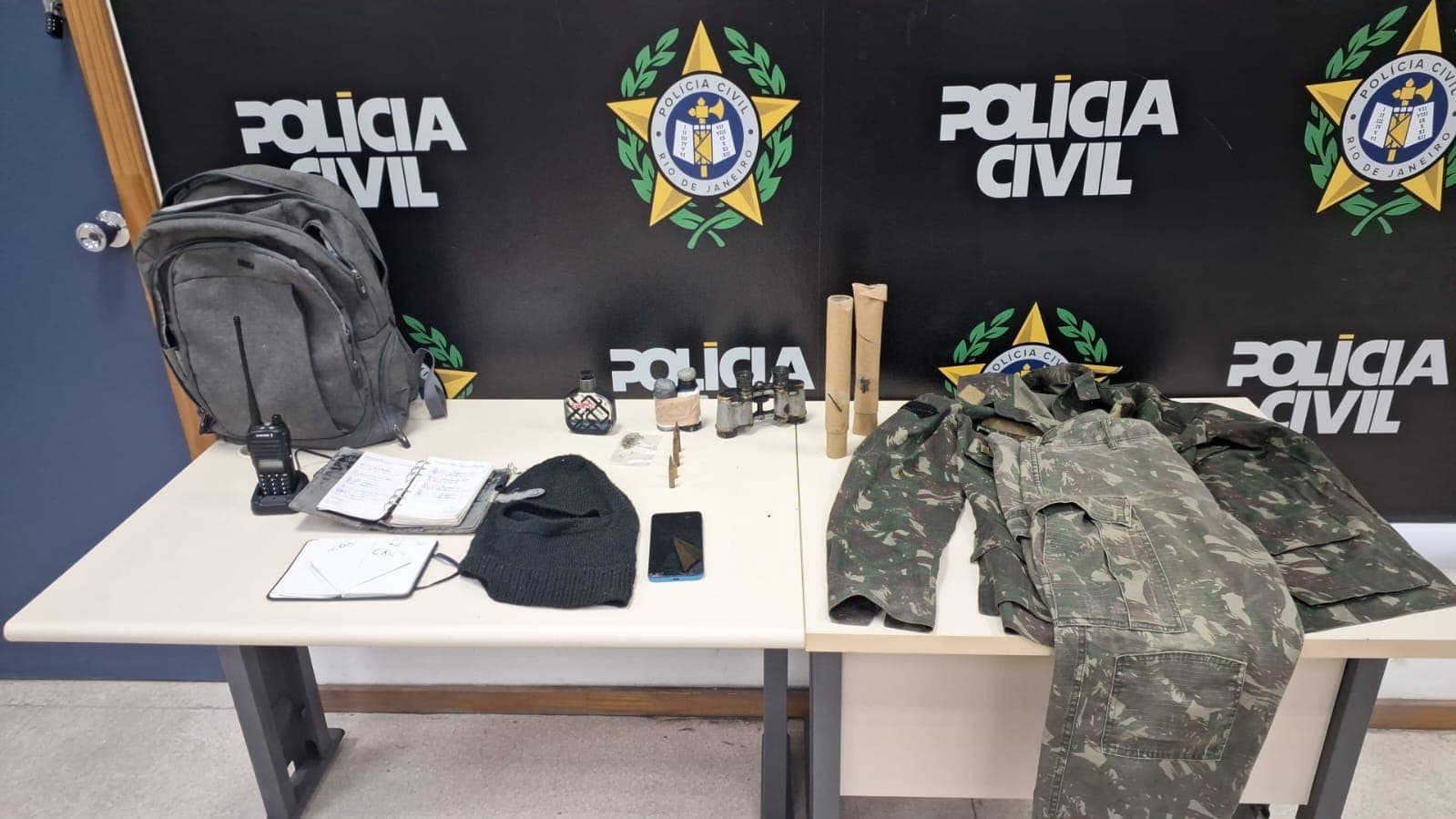 Materiais apreendidos na ação da Polícia Civil