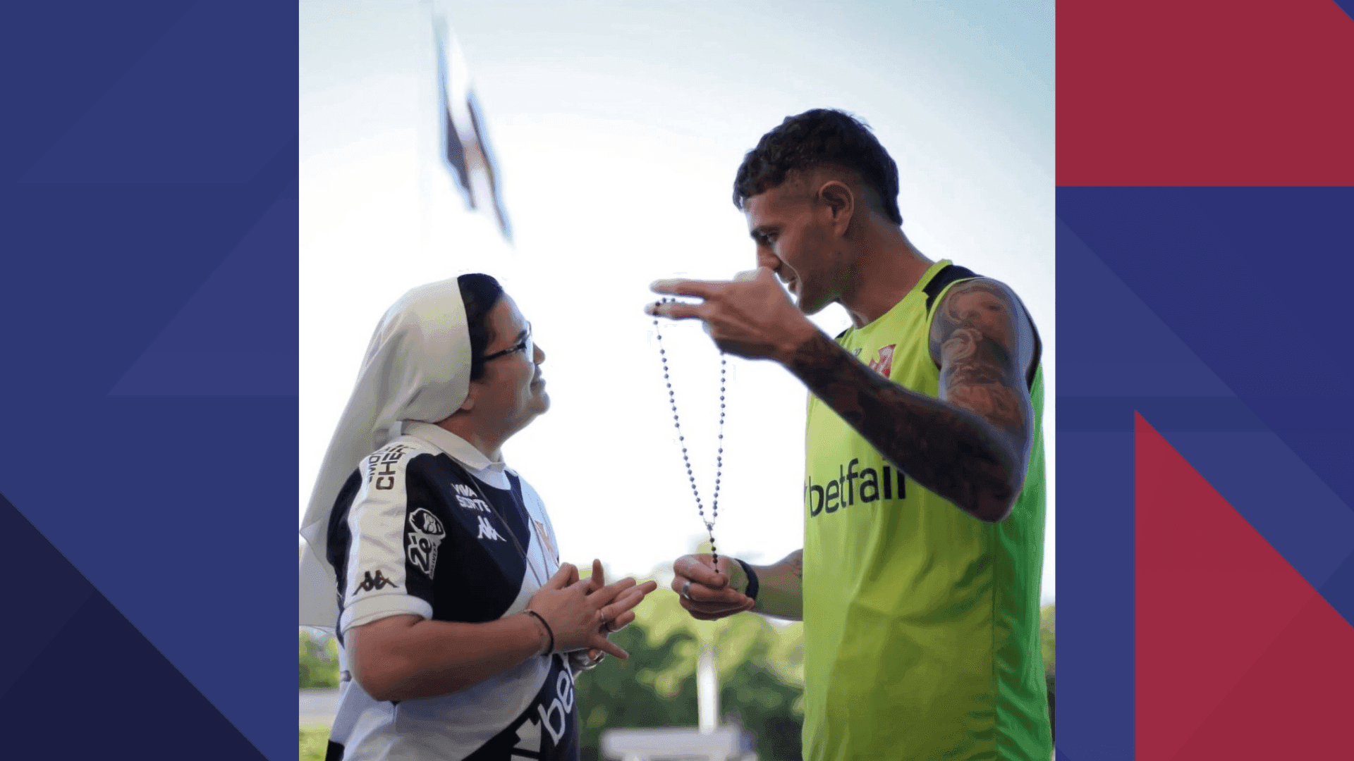 Irmã Elaine Maria com Pablo Vegetti