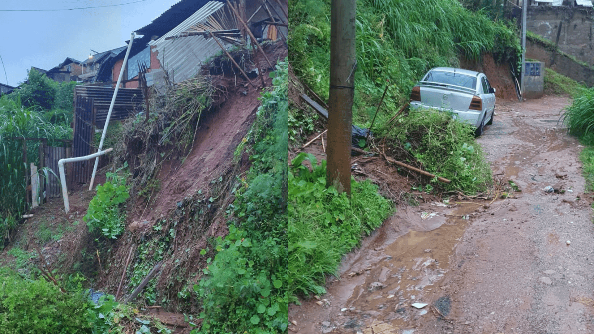 Forte chuva causa deslizamento de terra e deixa cinco pessoas desalojadas em Campos do Jordão