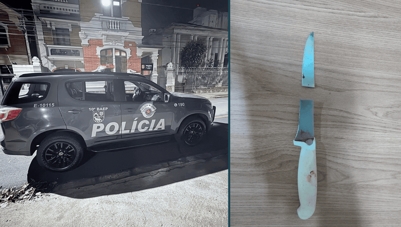 Uma faca, que teria sido usada no crime, foi apreendida