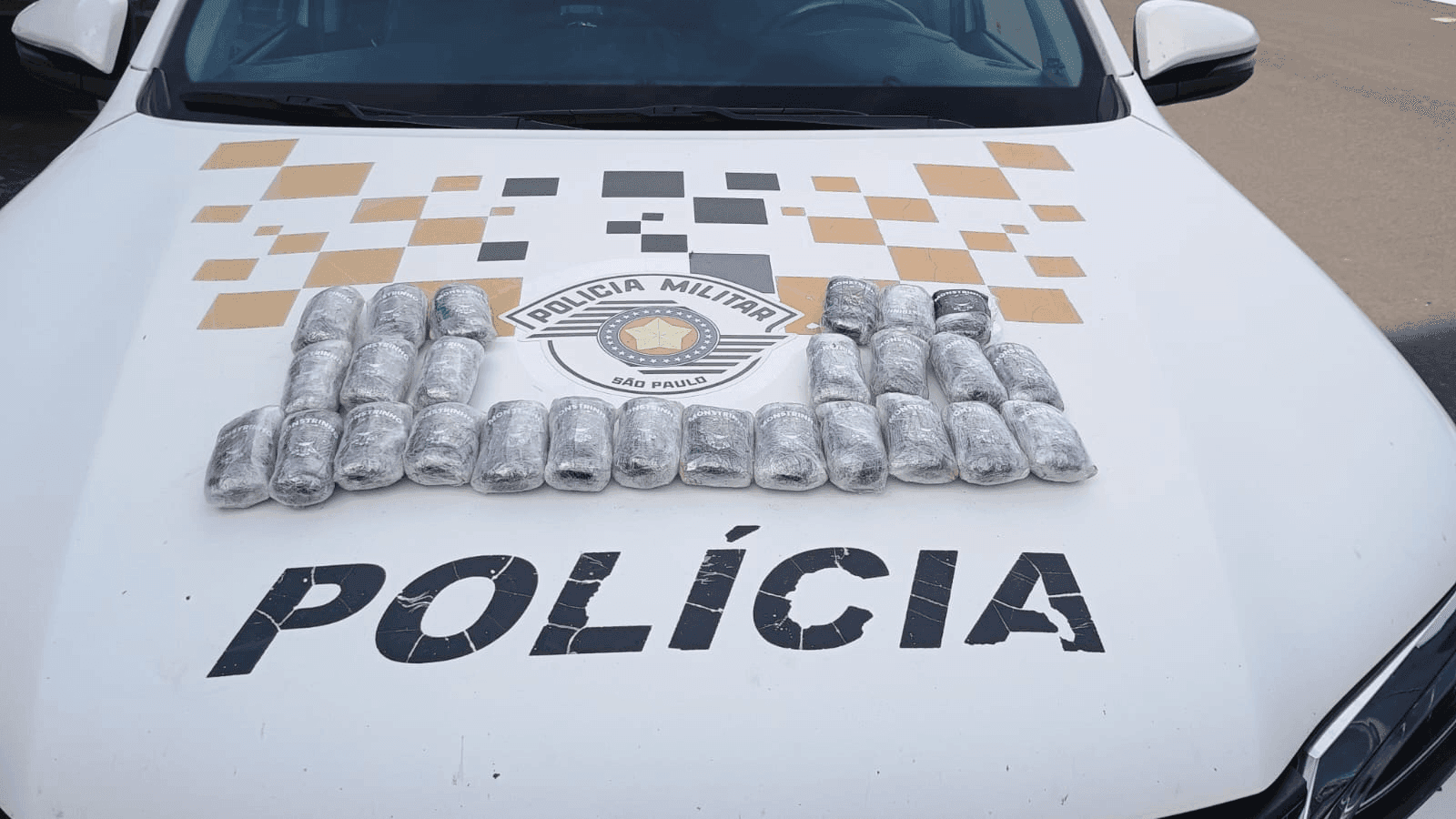 Os policiais apreenderam 26 tabletes de haxixe