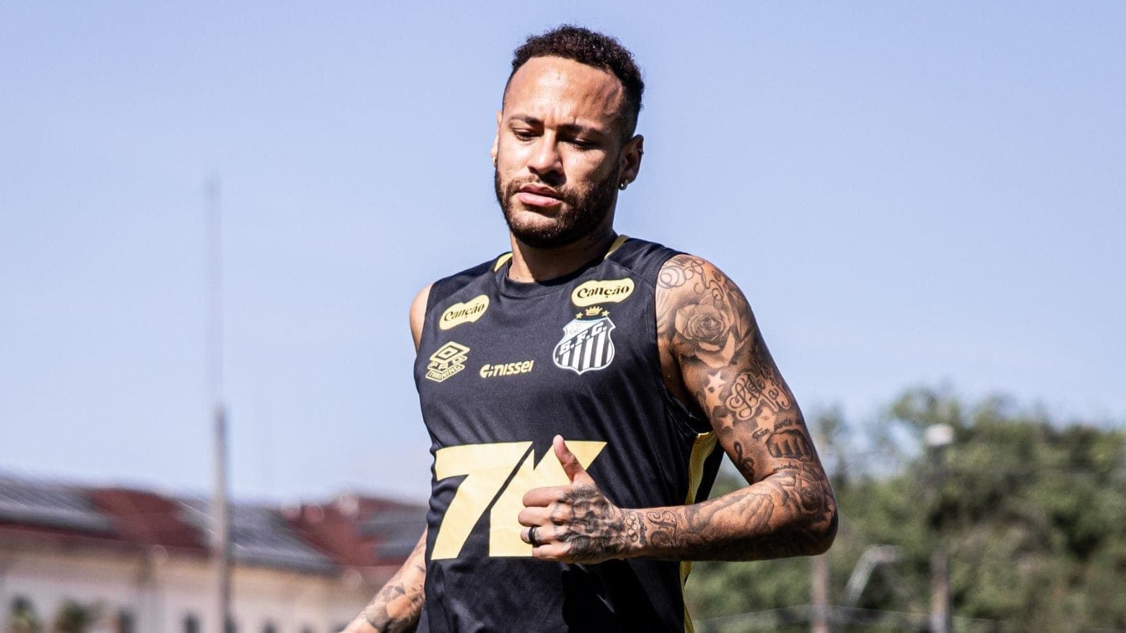 Neymar no treino do Santos
