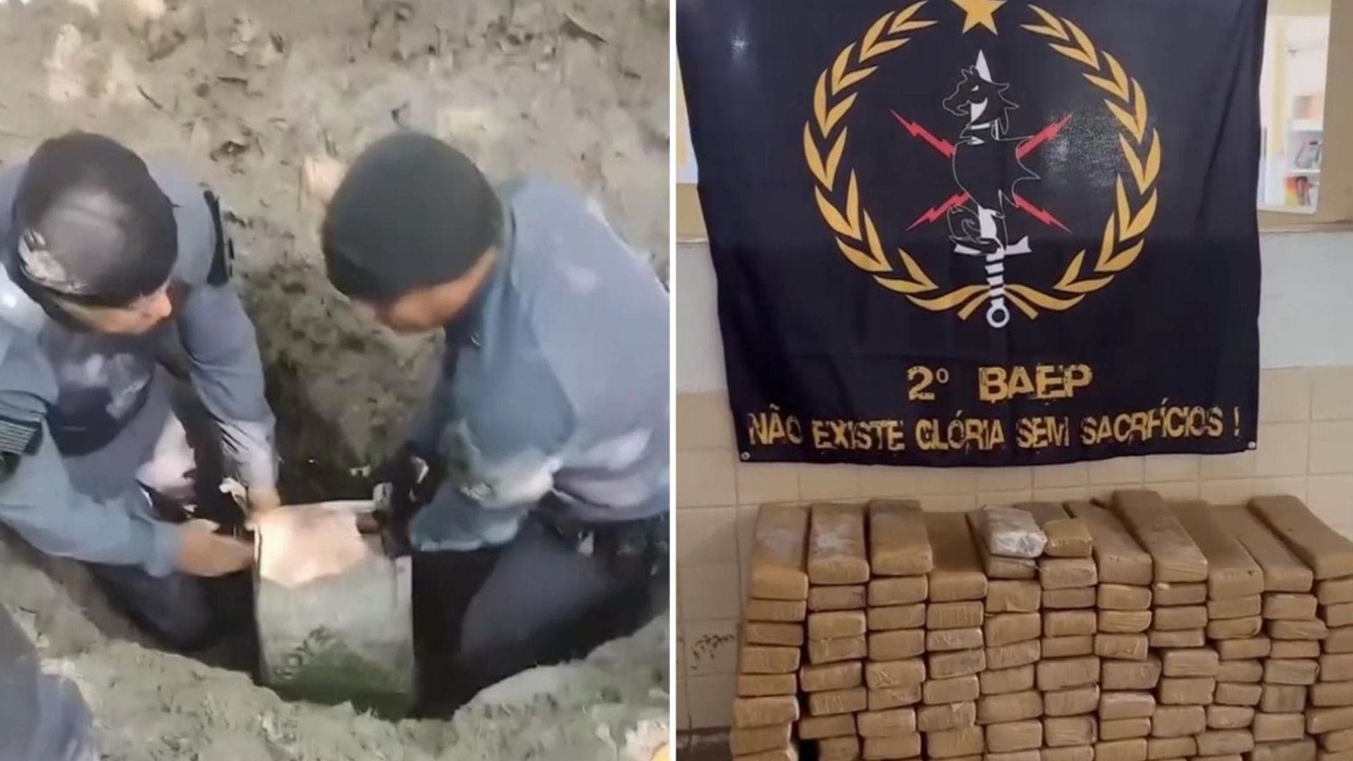 Policiais encontraram 100kg de drogas enterradas