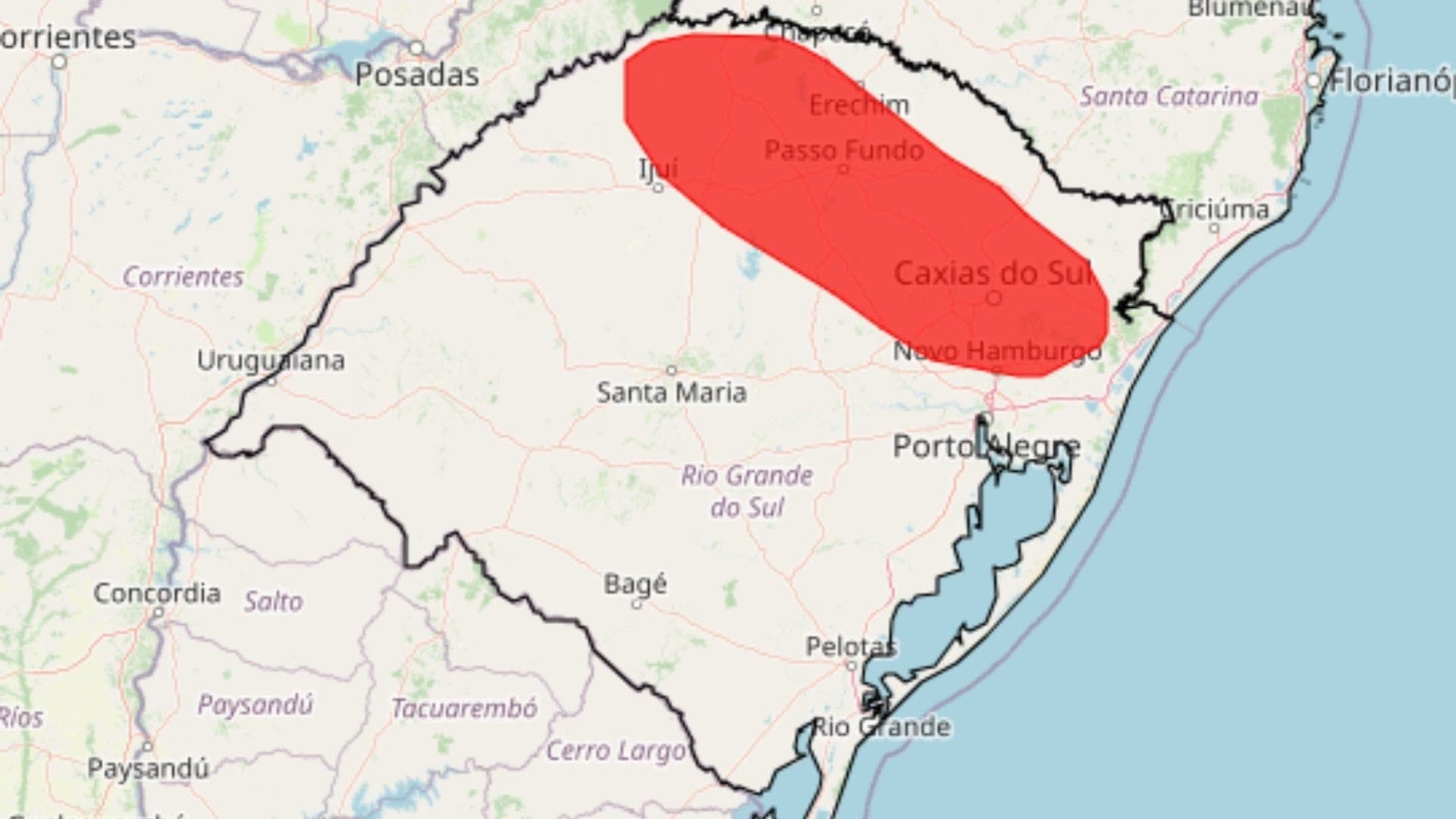 Chuva é esperada no Rio Grande do Sul