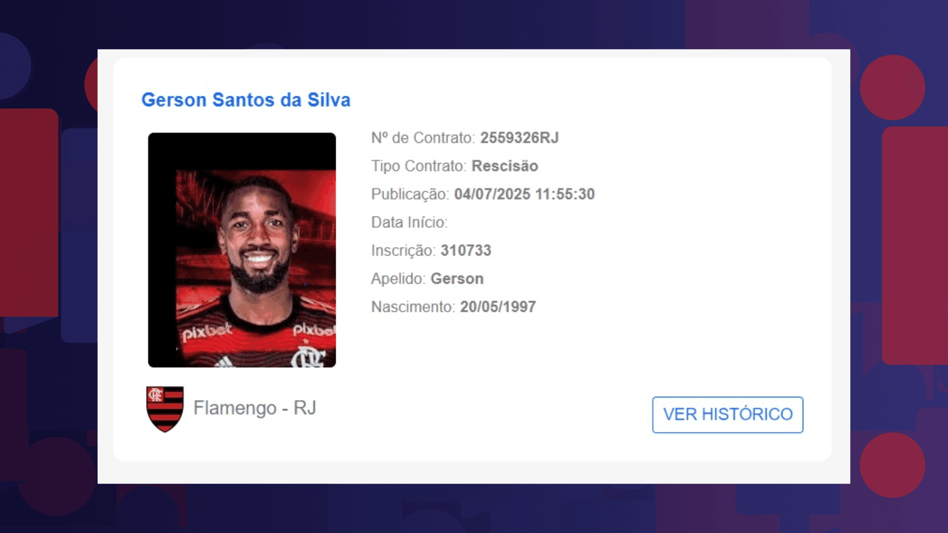 Rescisão de Gerson é publicada no BID