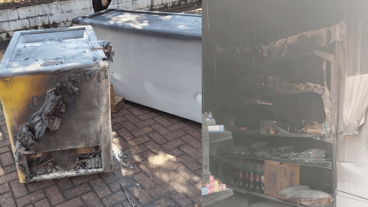 Minimercado fica destruído após pegar fogo dentro de condomínio em Caçapava