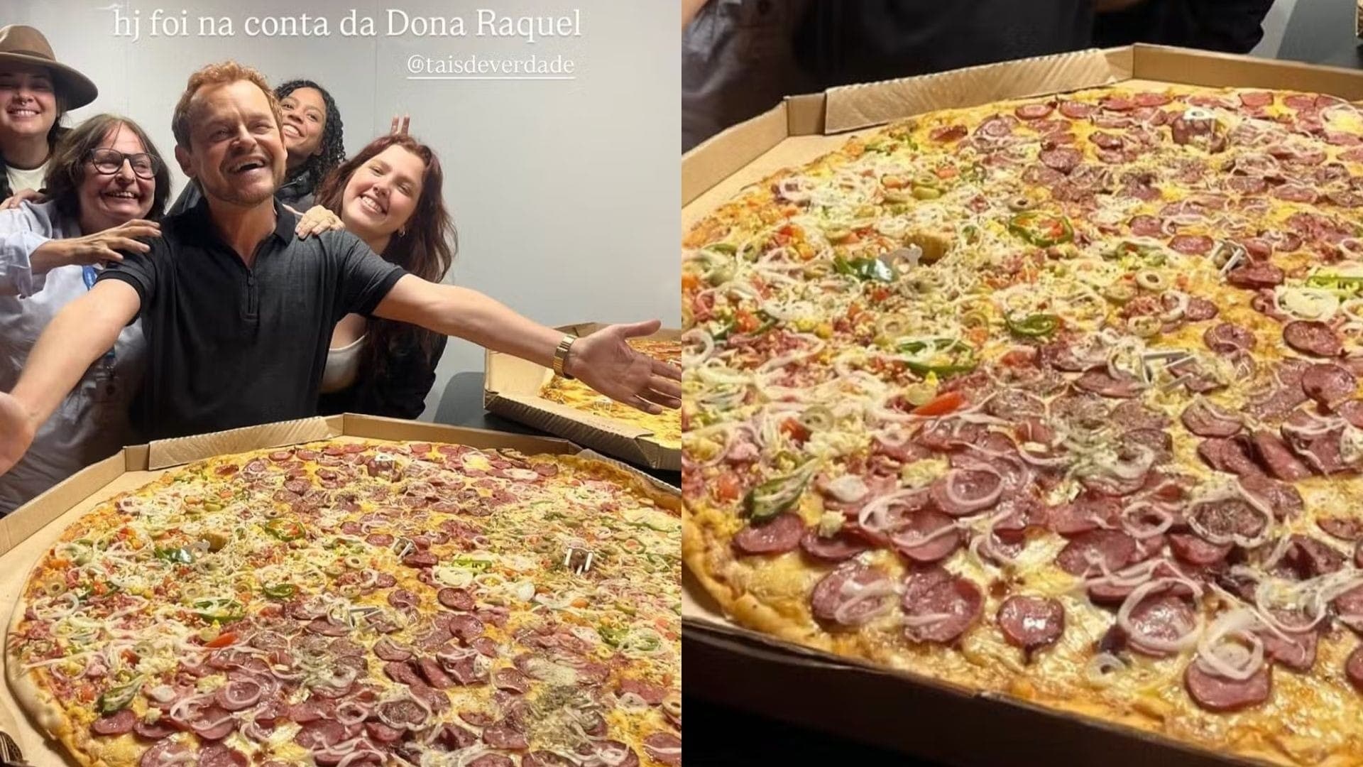 Taís Araújo comprou pizzas gigantes