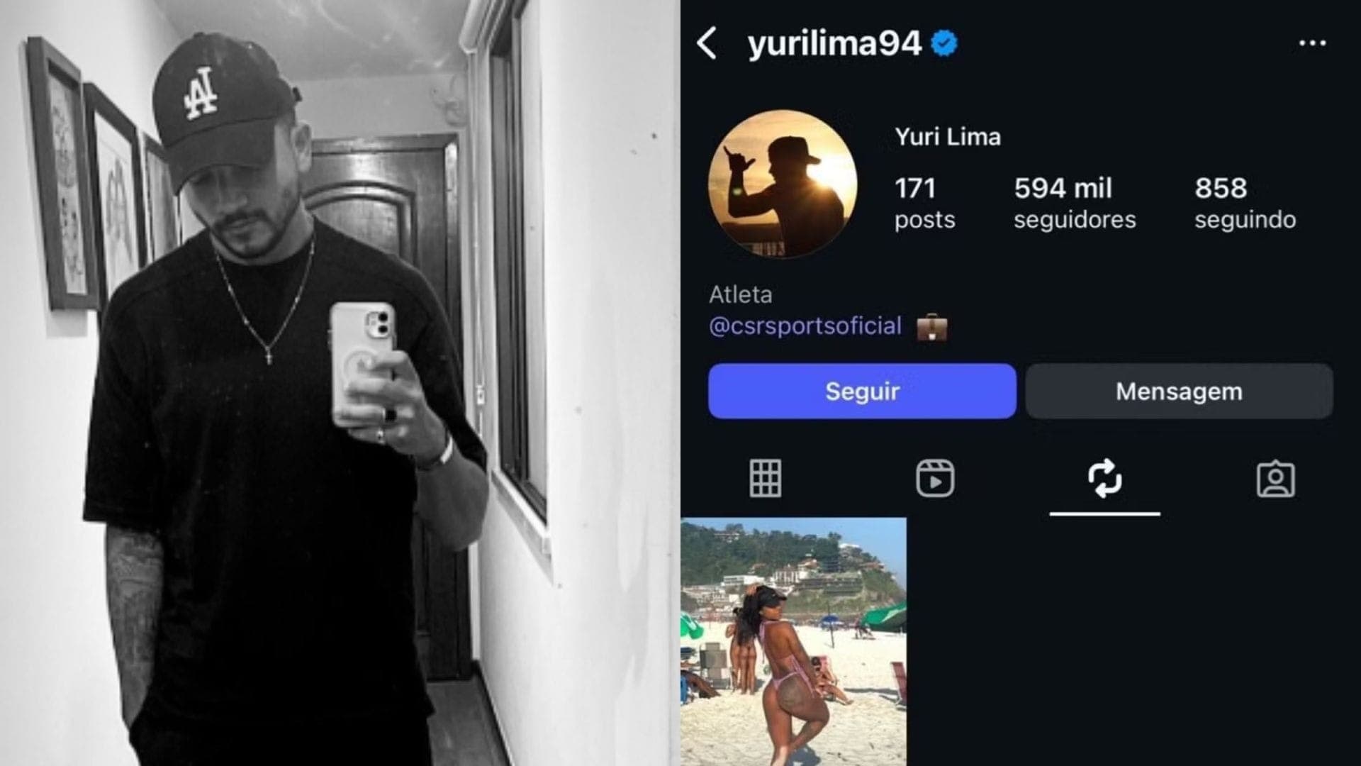 Yuri Lima republicou foto de mulher de biquíni