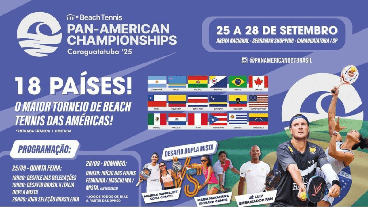 Pan-American Championships de Beach Tennis começa nesta quinta-feira (25) em Caraguatatuba