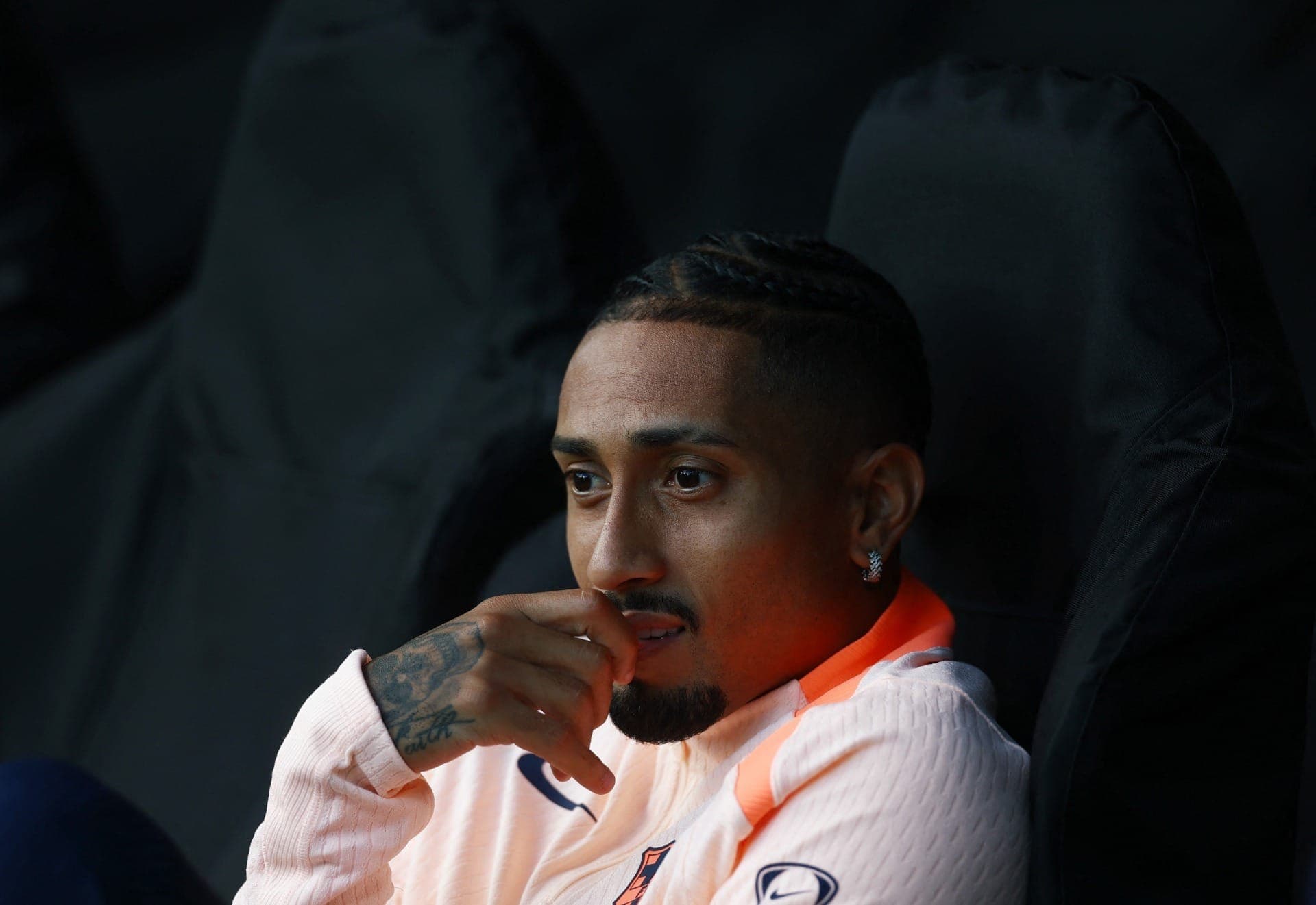 Raphinha durante treino do Barcelona