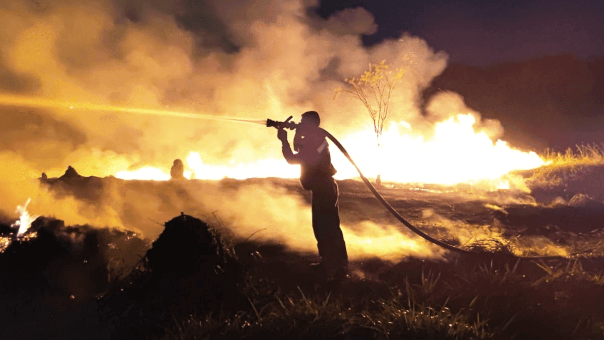 Defesa Civil atua em incêndio de grandes proporções em vegetação em Caçapava