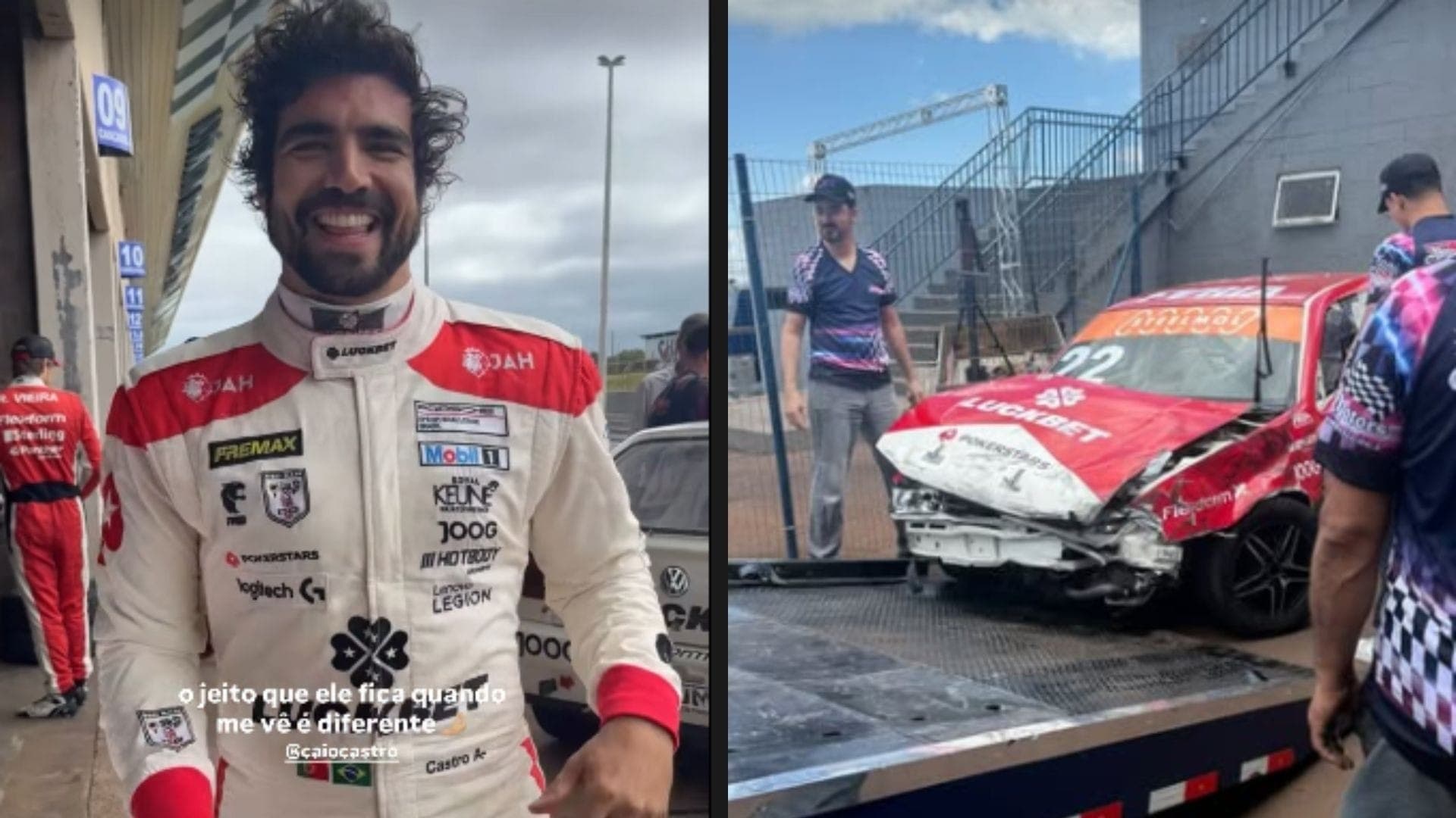 Caio Castro bateu carro durante treino