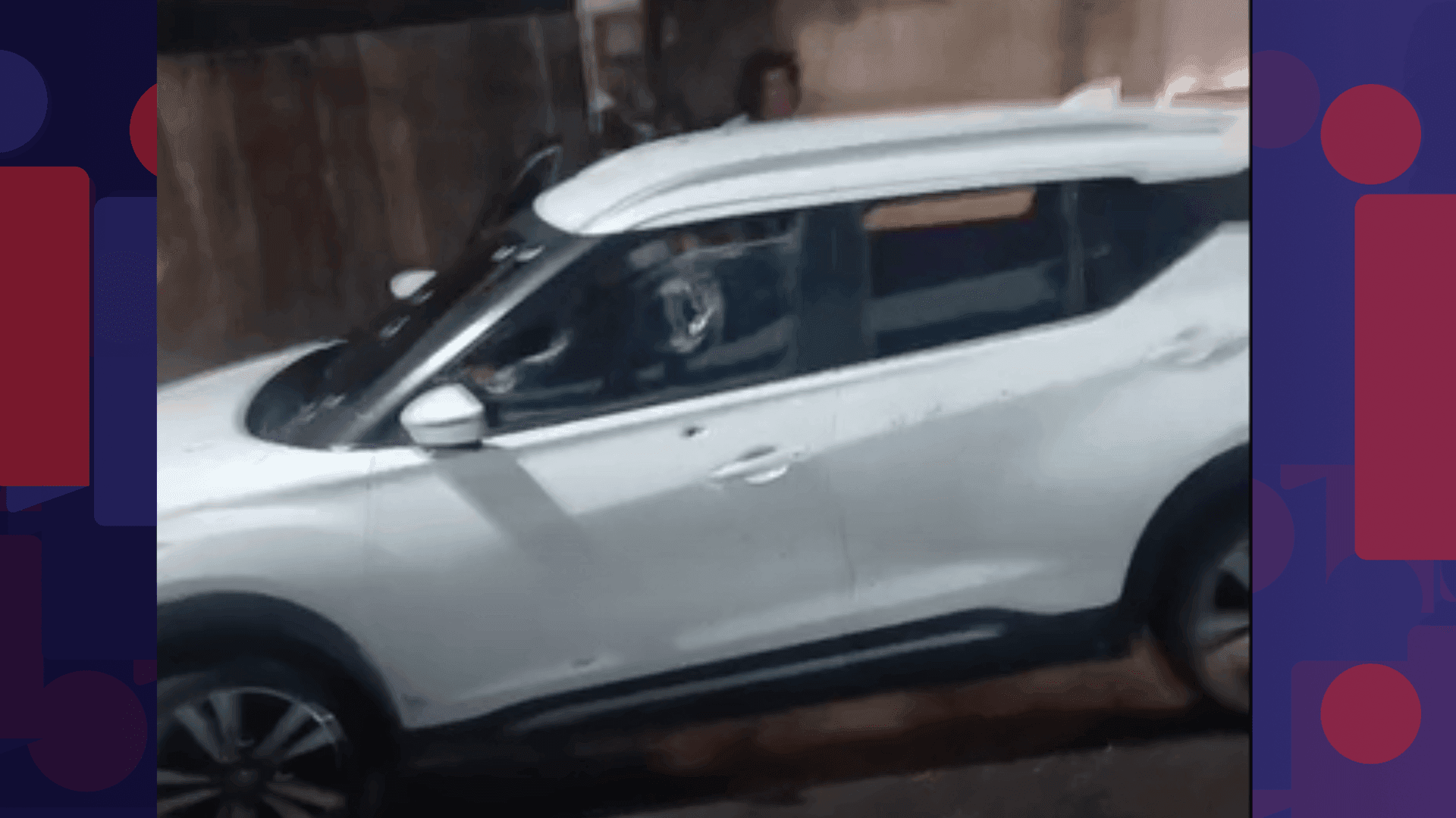 Carro baleado em Jacarepaguá