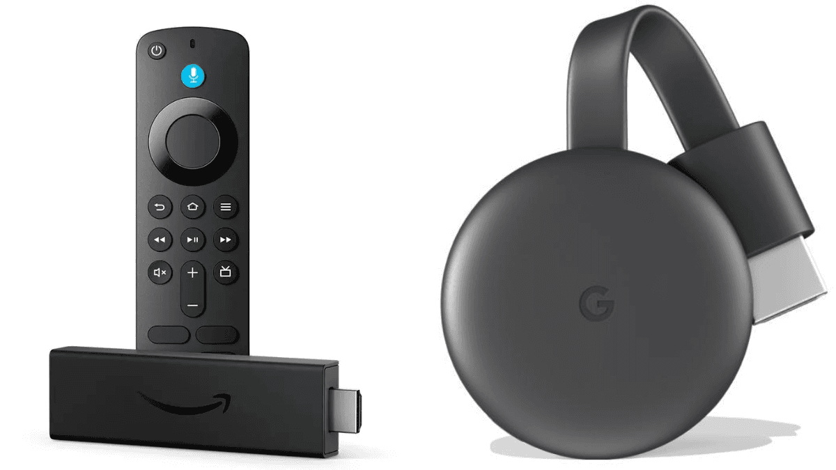 Fire TV (à esquerda) e Chromecast (à direita)