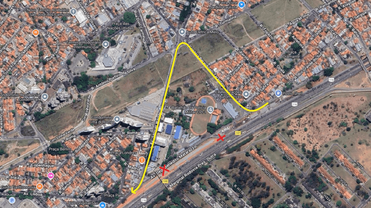 Acesso da Dutra em São José dos Campos será interditado para montagem de passarela