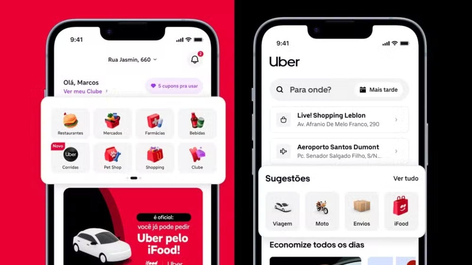 Integração do Ifood e Uber começa a funcionar