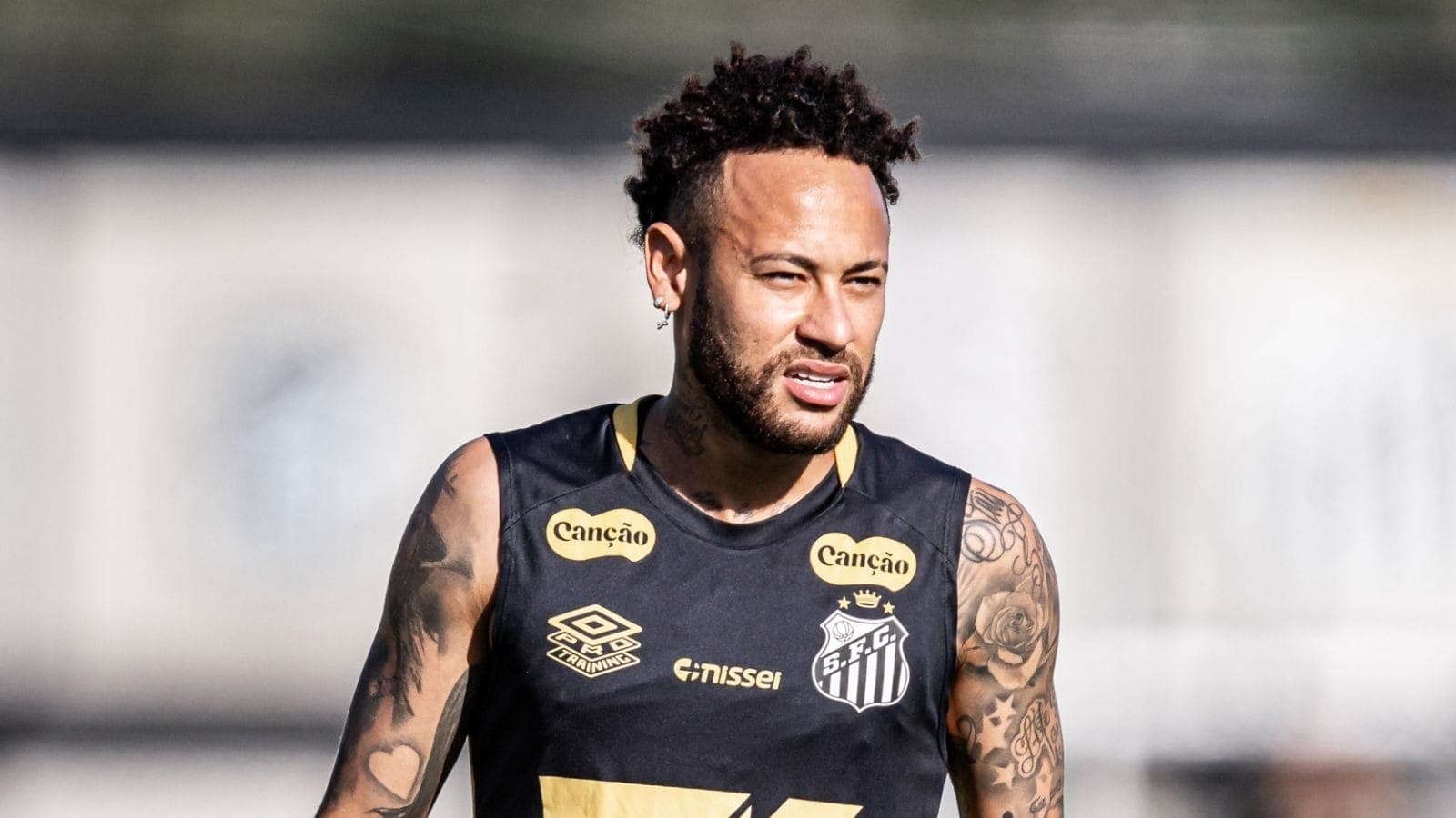 Neymar, durante treino do Santos