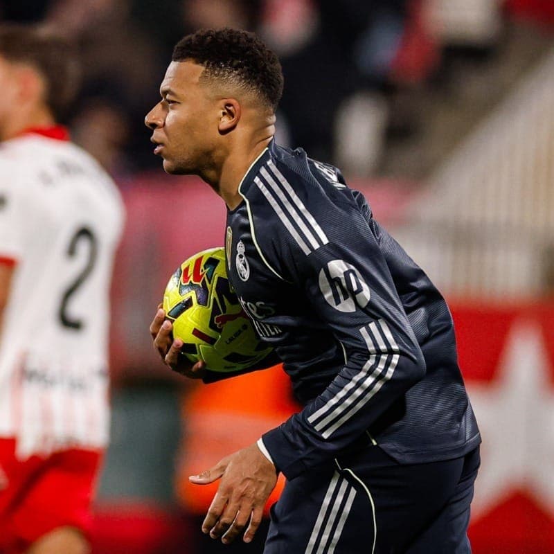 Mbappé marca gol do Real Madrid sobre Girona