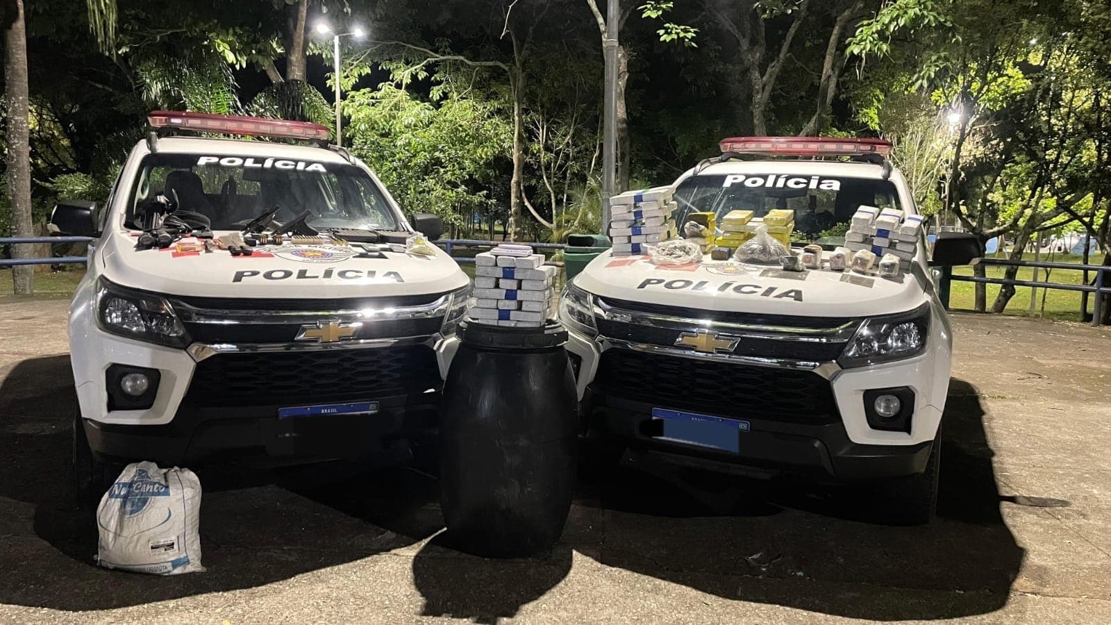 Materiais apreendidos pela Polícia Militar 