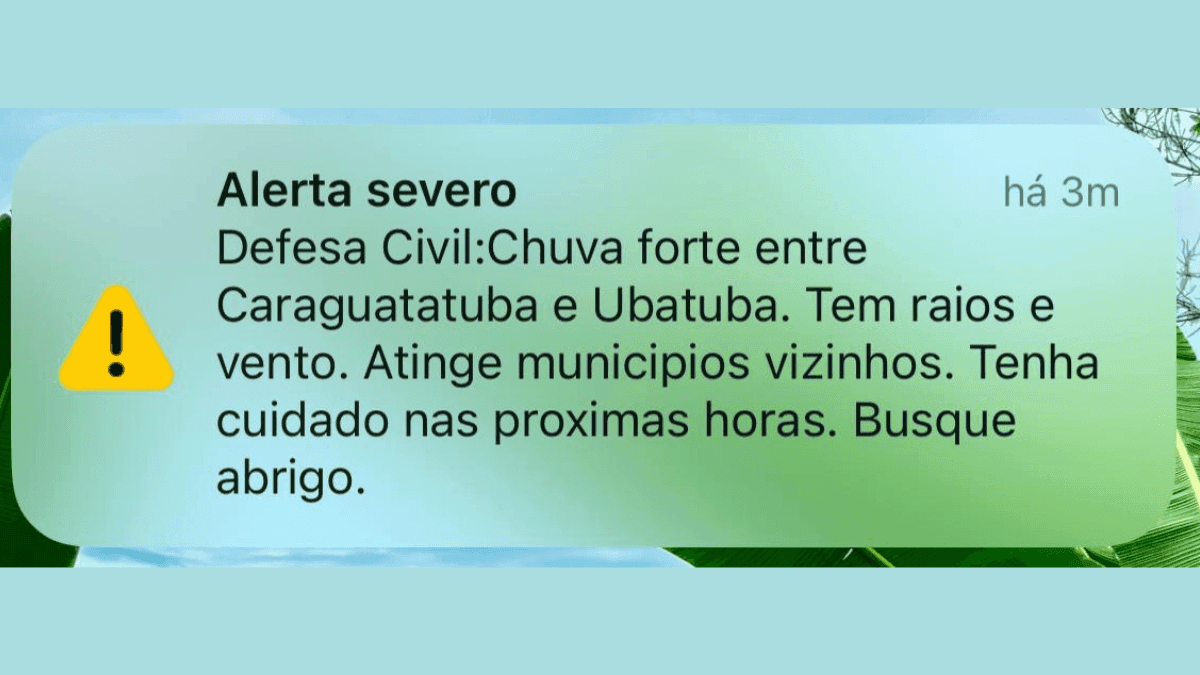 Defesa Civil emite 'alerta severo' para chuvas intensas no Litoral Norte