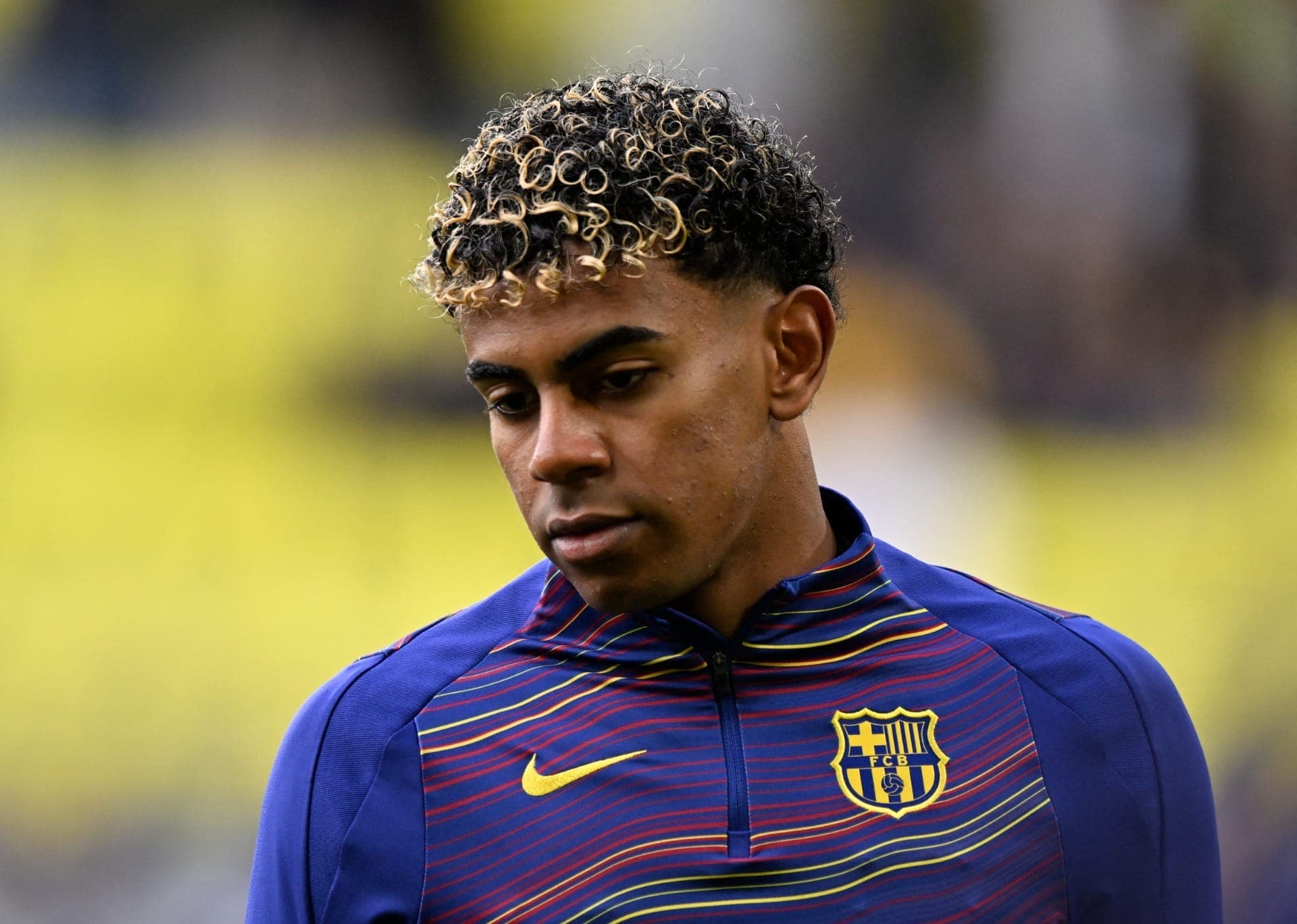 Lamine Yamal em treino do Barcelona