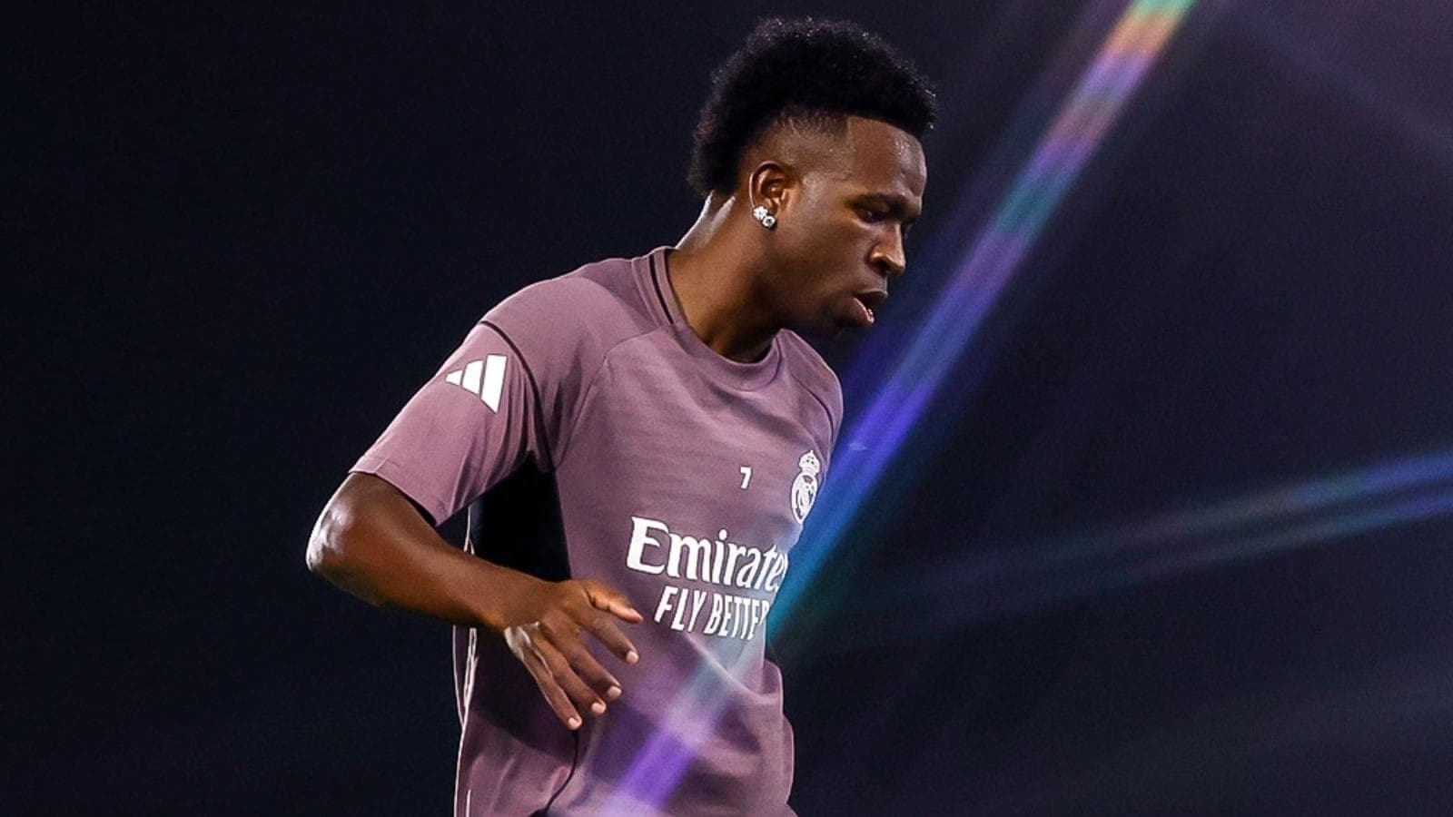 Vinicius Jr durante treino do Real Madrid