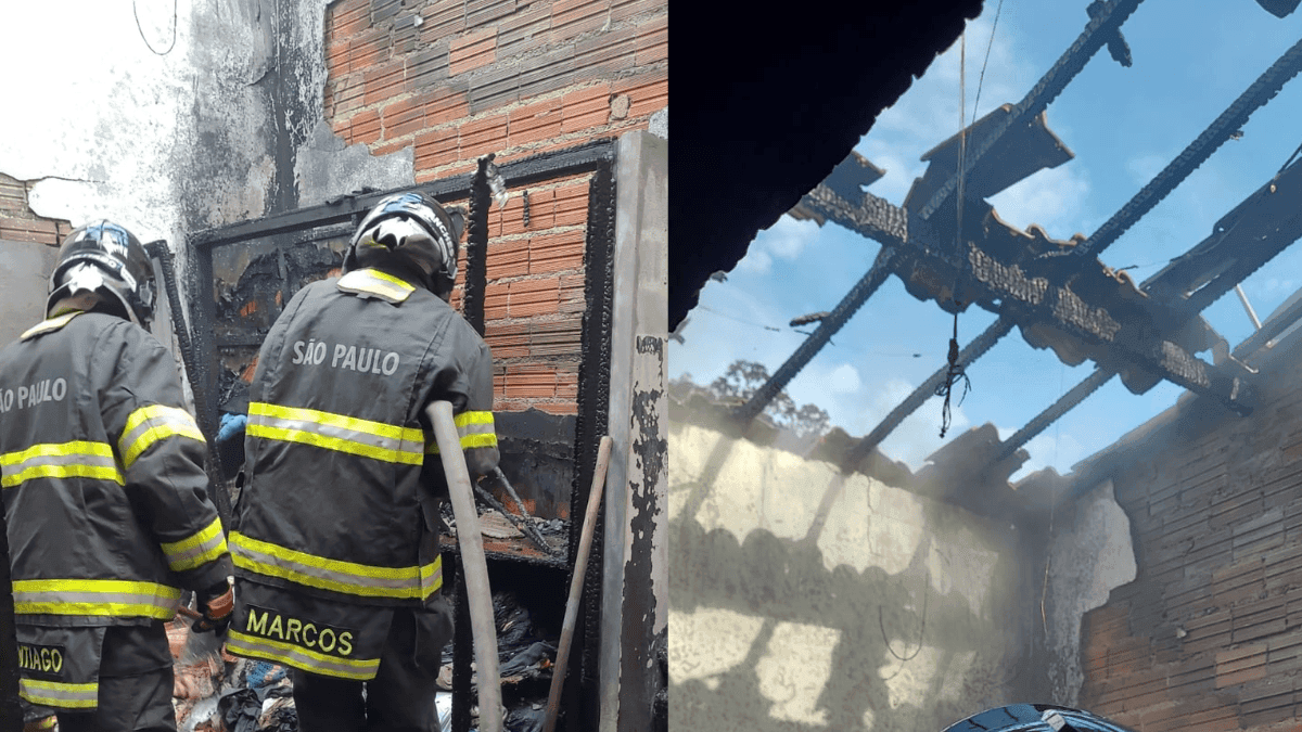 Casa pega fogo e mobiliza Corpo de Bombeiros em São Sebastião 