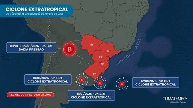 1º ciclone do ano coloca áreas do RS em alerta