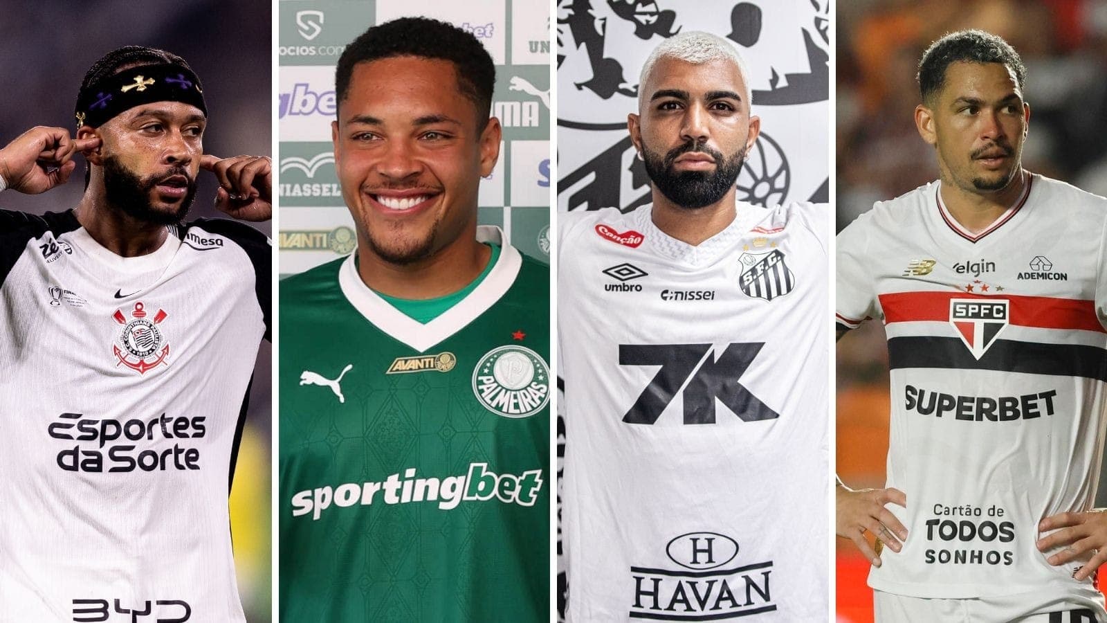 Memphis, Vitor Roque, Gabigol e Luciano