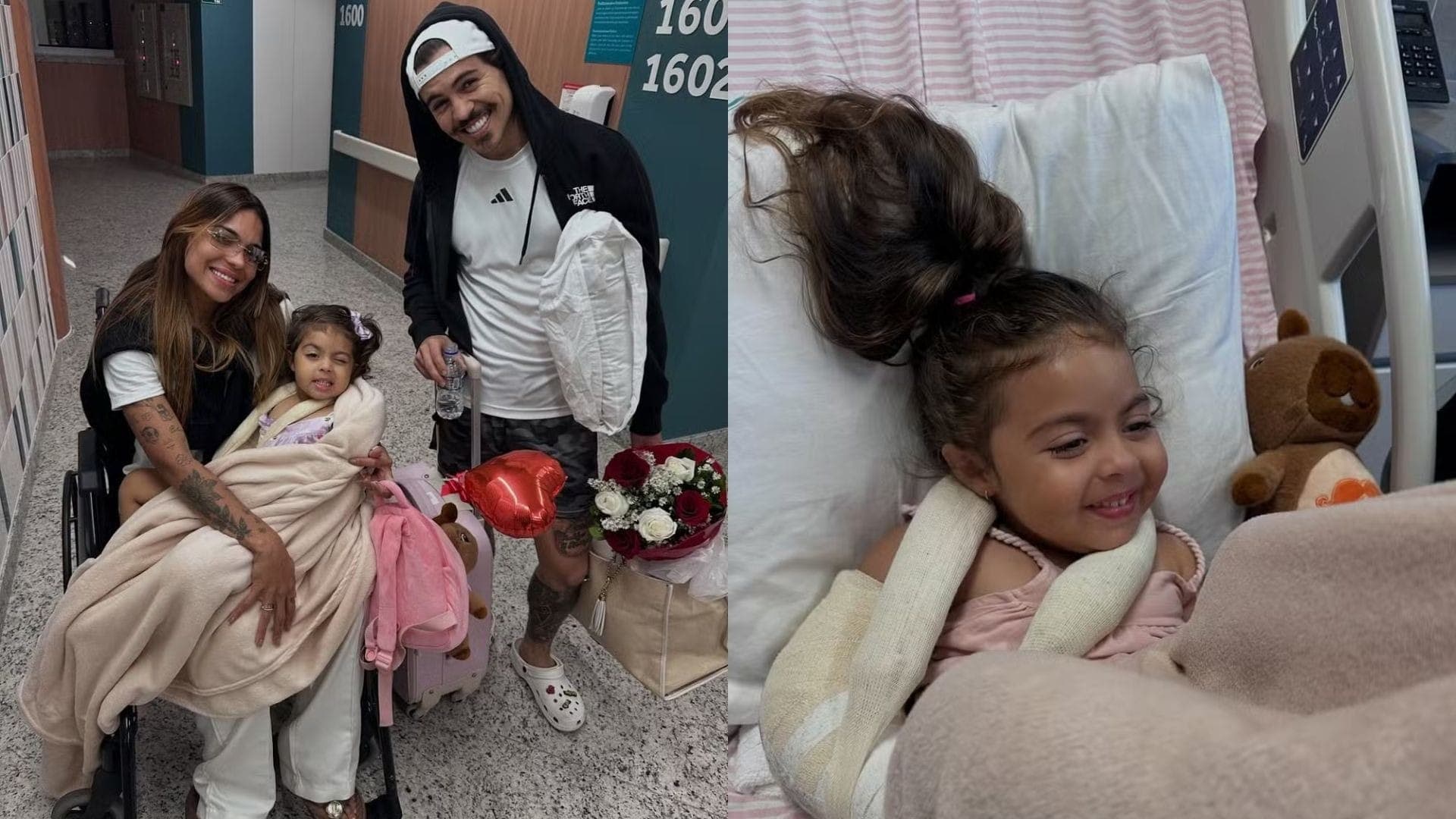 Tays Reis e Biel com a pequena Pietra