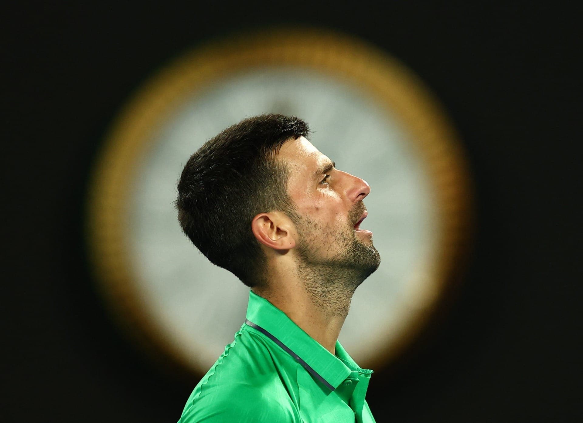 Novak Djokovic em ação no Australian Open