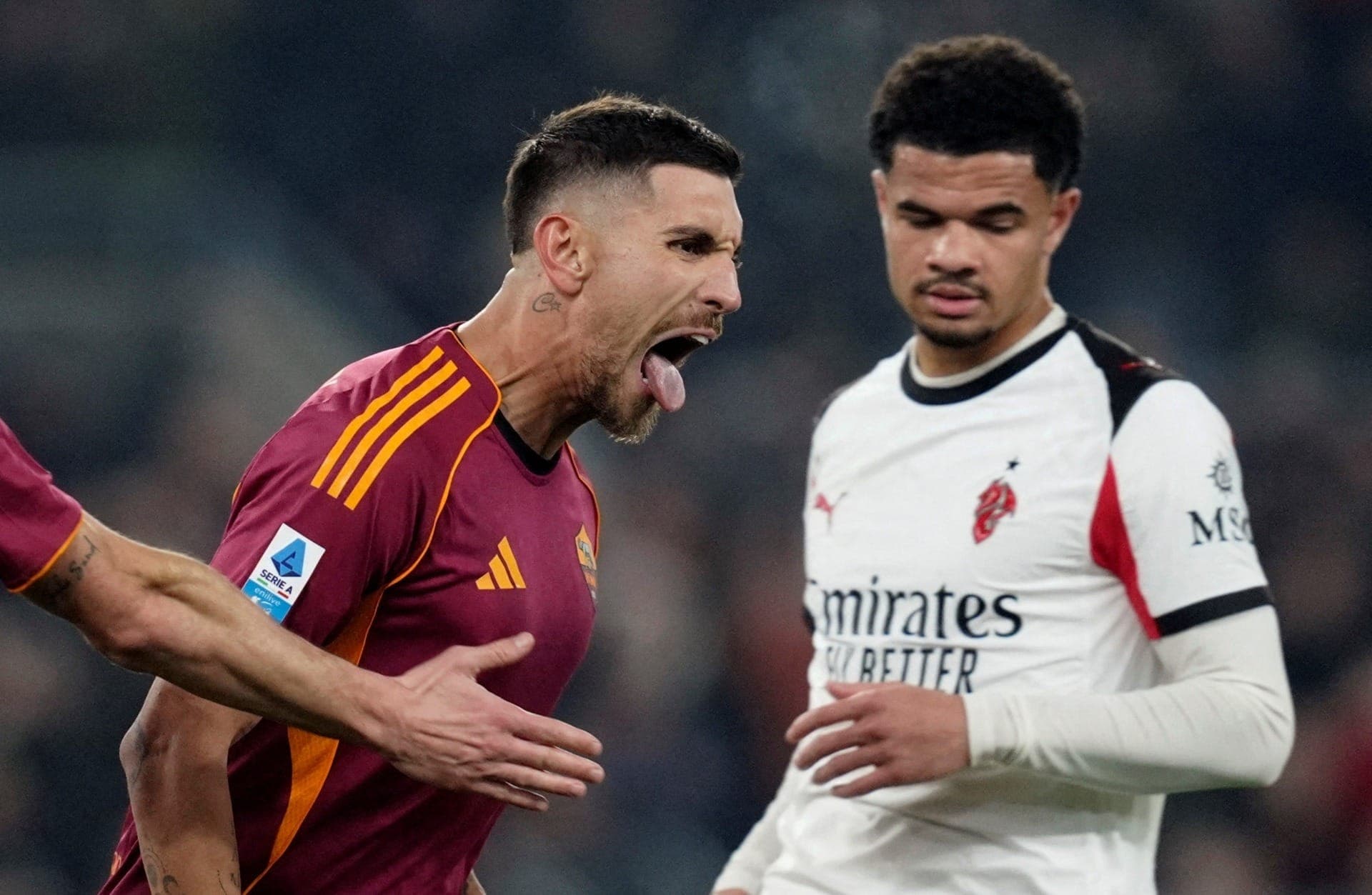 Pellegrini comemora gol da Roma sobre o Milan