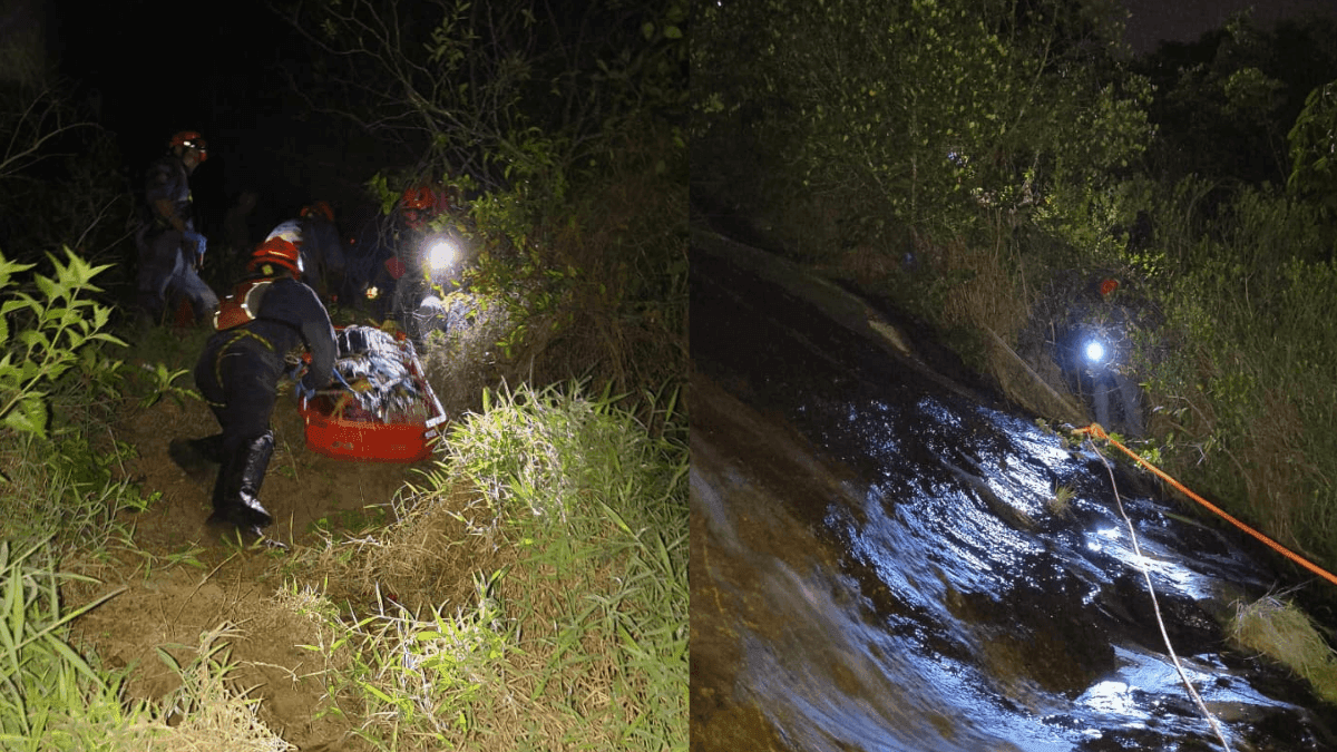 Jovem alemão é resgatado pelos bombeiros após cair em cachoeira de Ilhabela