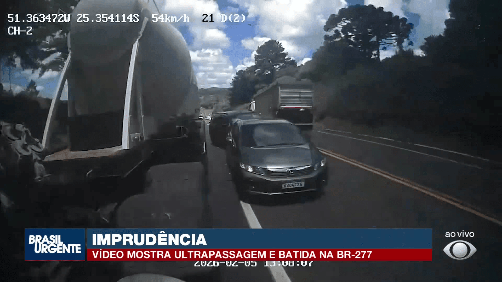 Flagrante de acidente em Guarapuava 