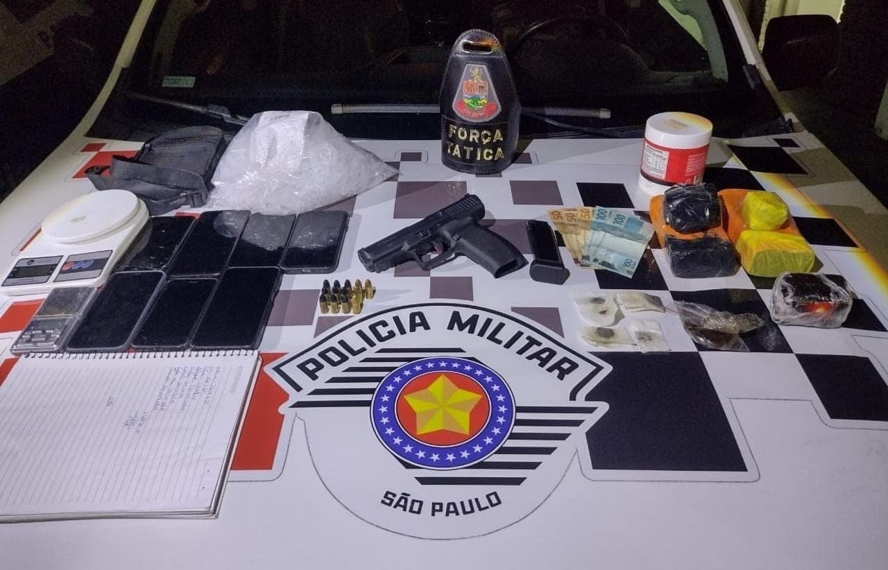 Quadrilha é presa por tráfico de drogas e posse de arma em Potim