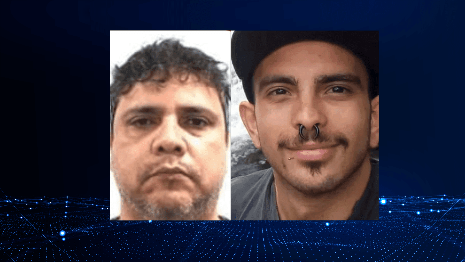 Suspeito do crime à esquerda e vítima à direita 