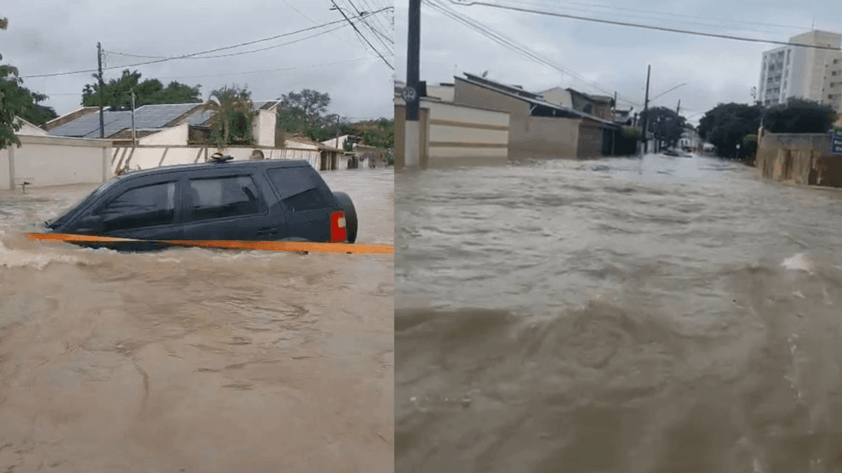 Ruas de Guaratinguetá seguem alagadas após chuva intensa; veja vídeo