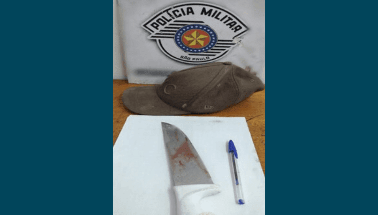 A faca utilizada foi apreendida 