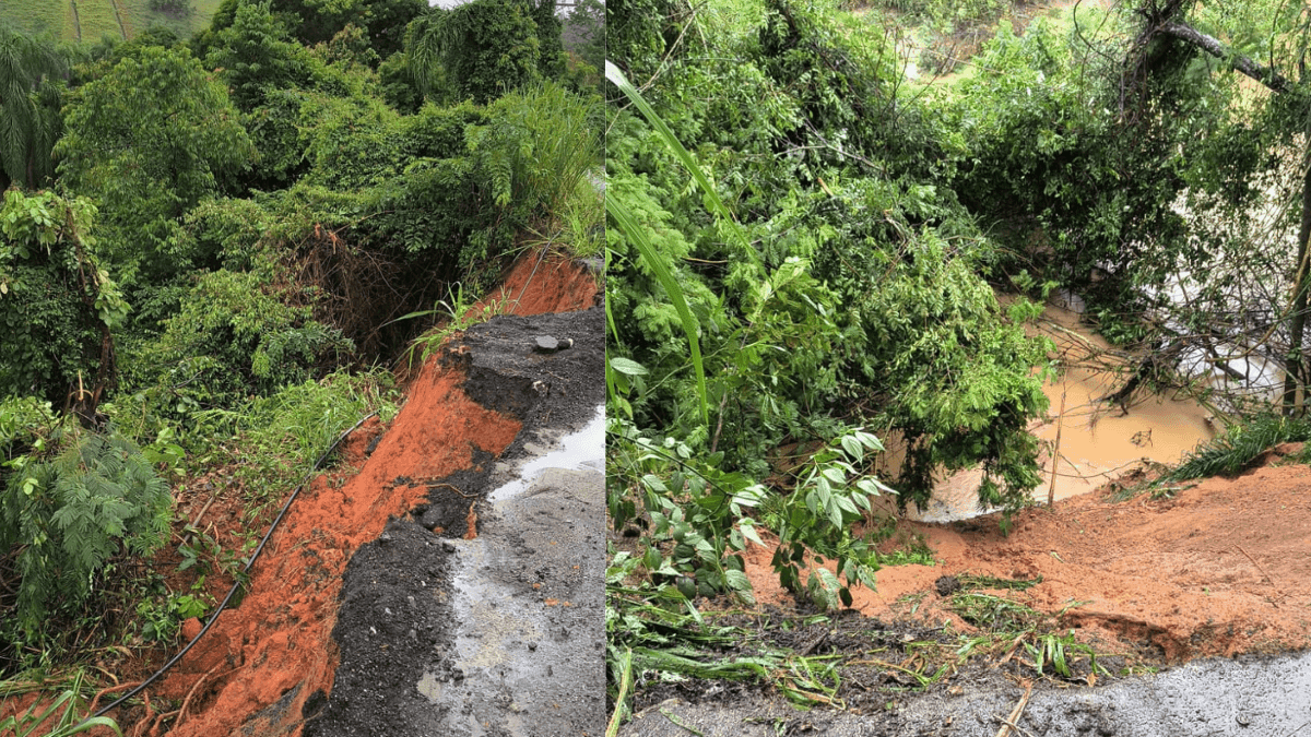 Forte chuva causa erosões em Cachoeira Paulista