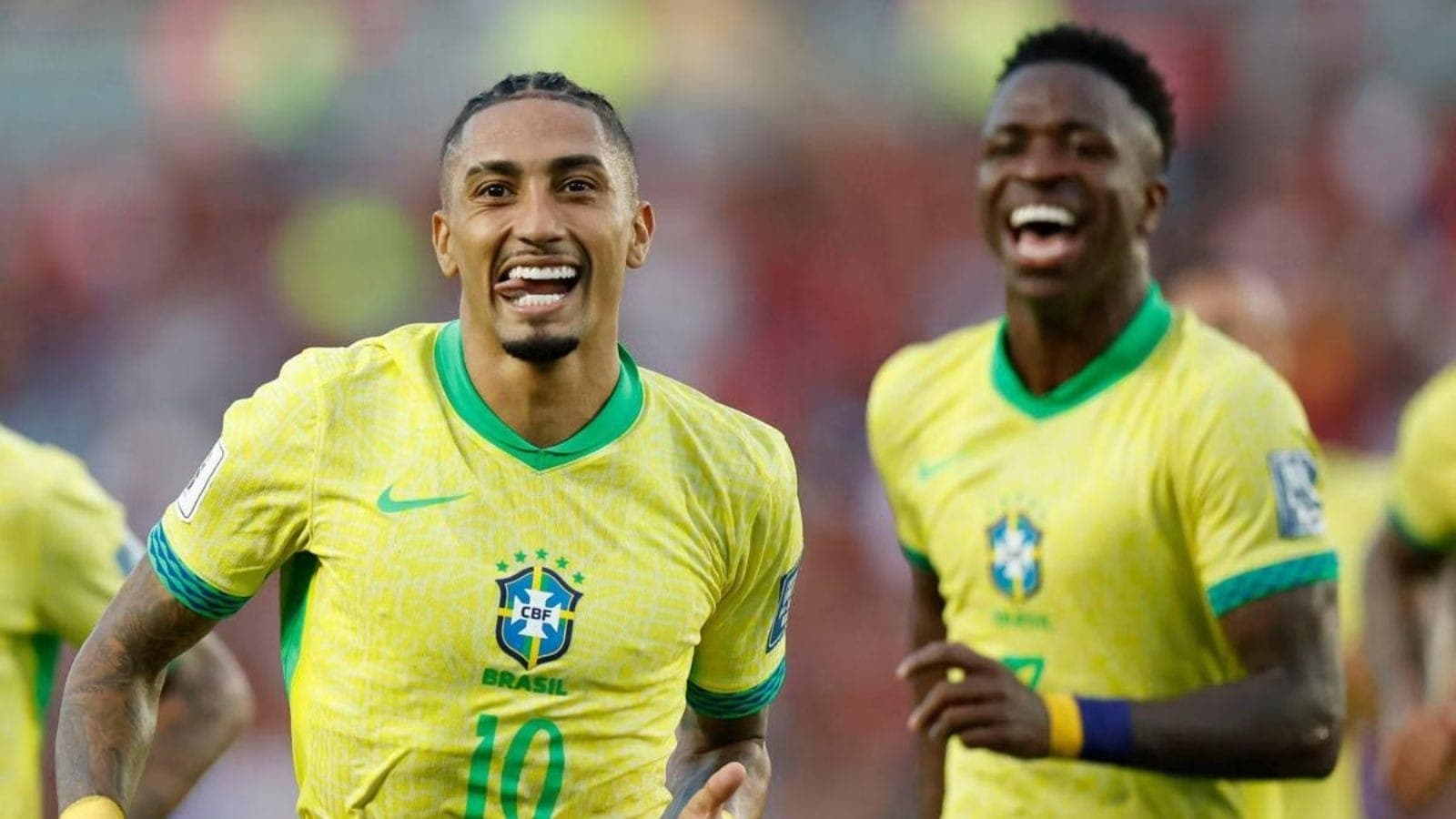 Raphinha e Vini Jr, pela Seleção Brasileira