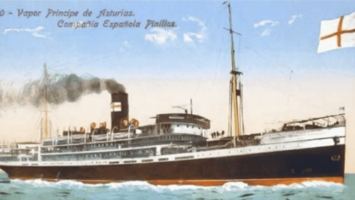 Cartão postal com o navio Príncipe de Astúrias