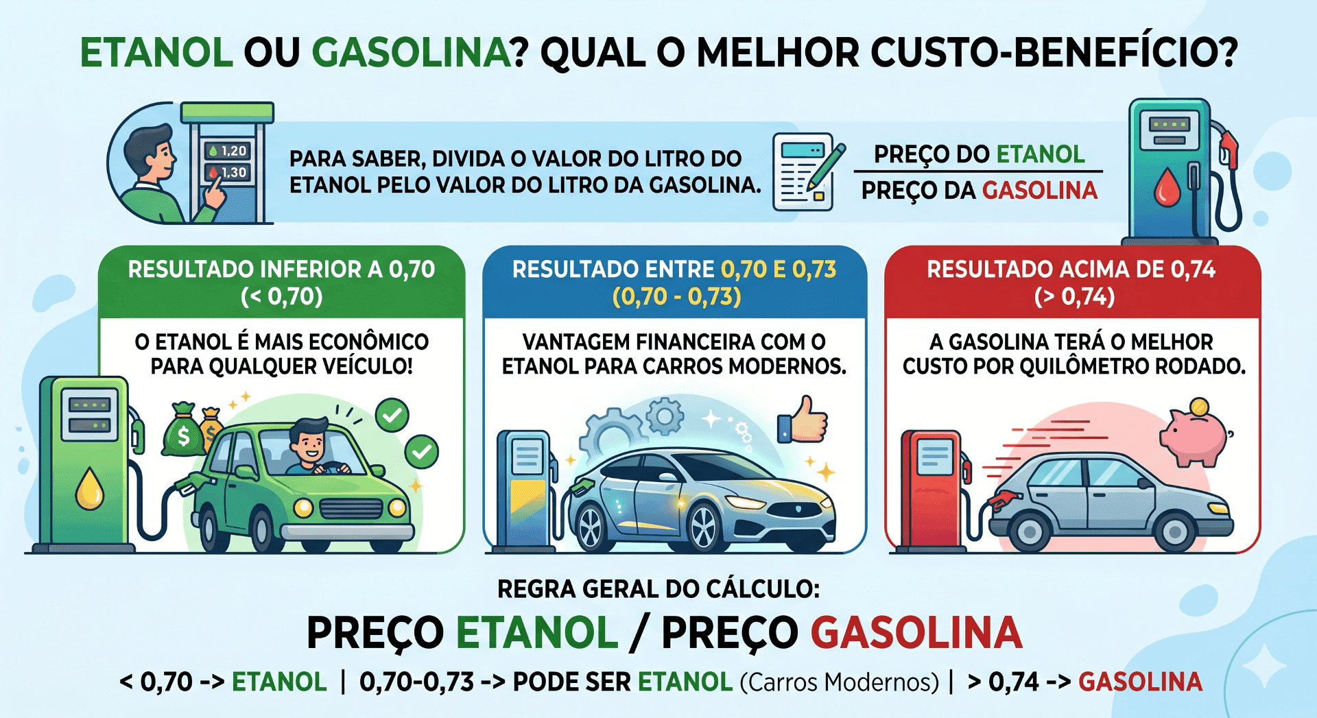 Como calcular qual combustível é mais vantajoso?